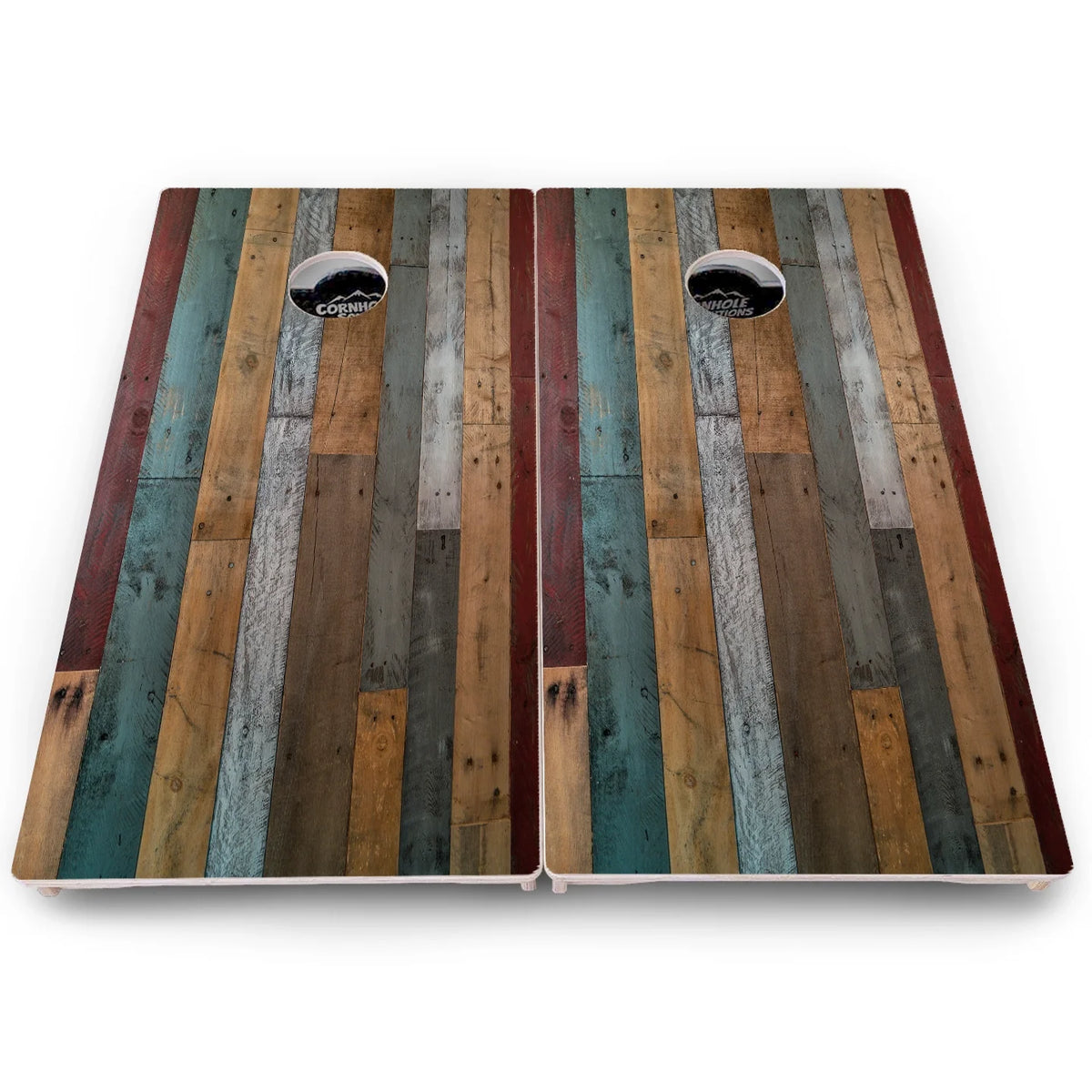 Rustic Mixed Woodgrain Cornhole Boards – Pro Lite or Pro Elite