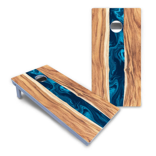 Live Edge River Cornhole Boards - All Weather Series