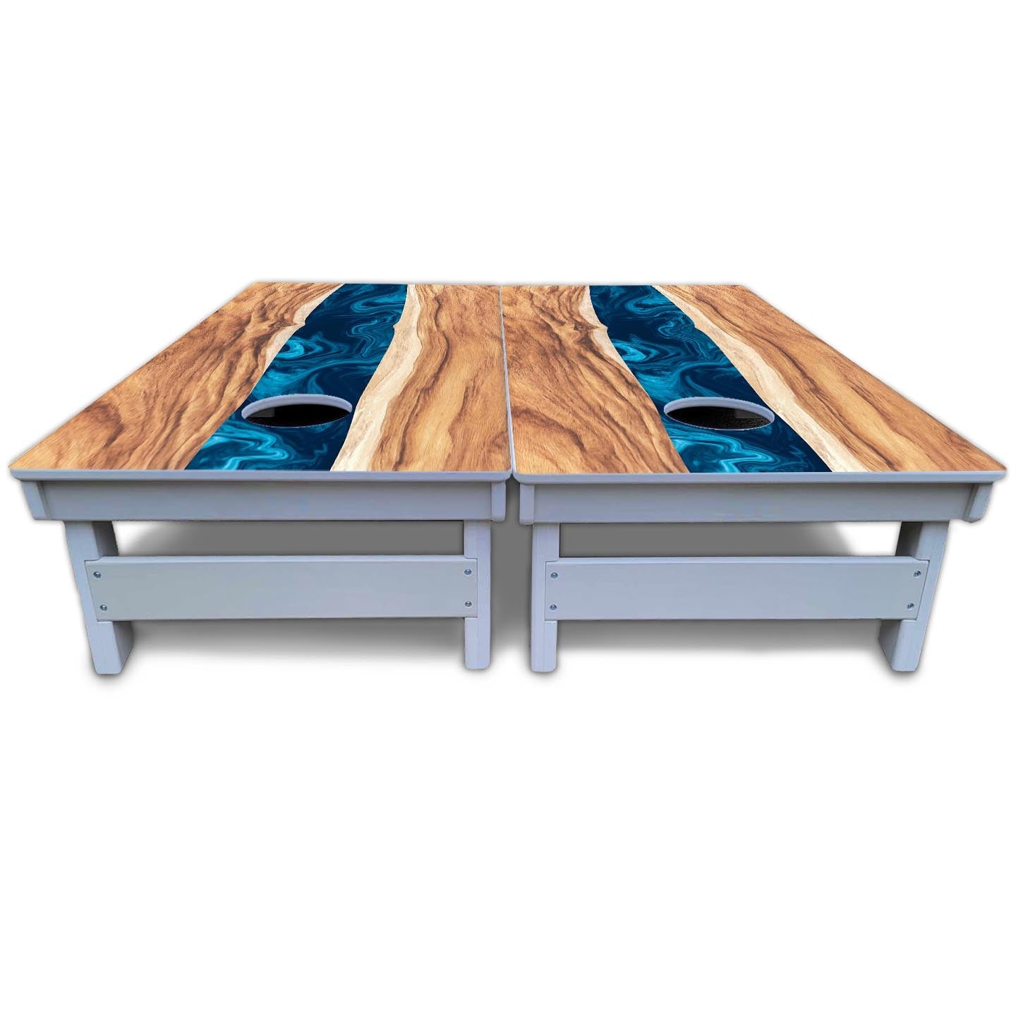 Live Edge River Cornhole Boards - All Weather Series