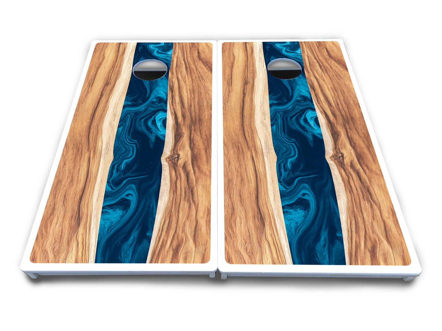 Live Edge River Cornhole Boards - All Weather Series