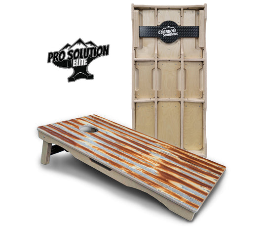 Rustic Tin Roof Cornhole Boards - Pro Solution Elite Series
