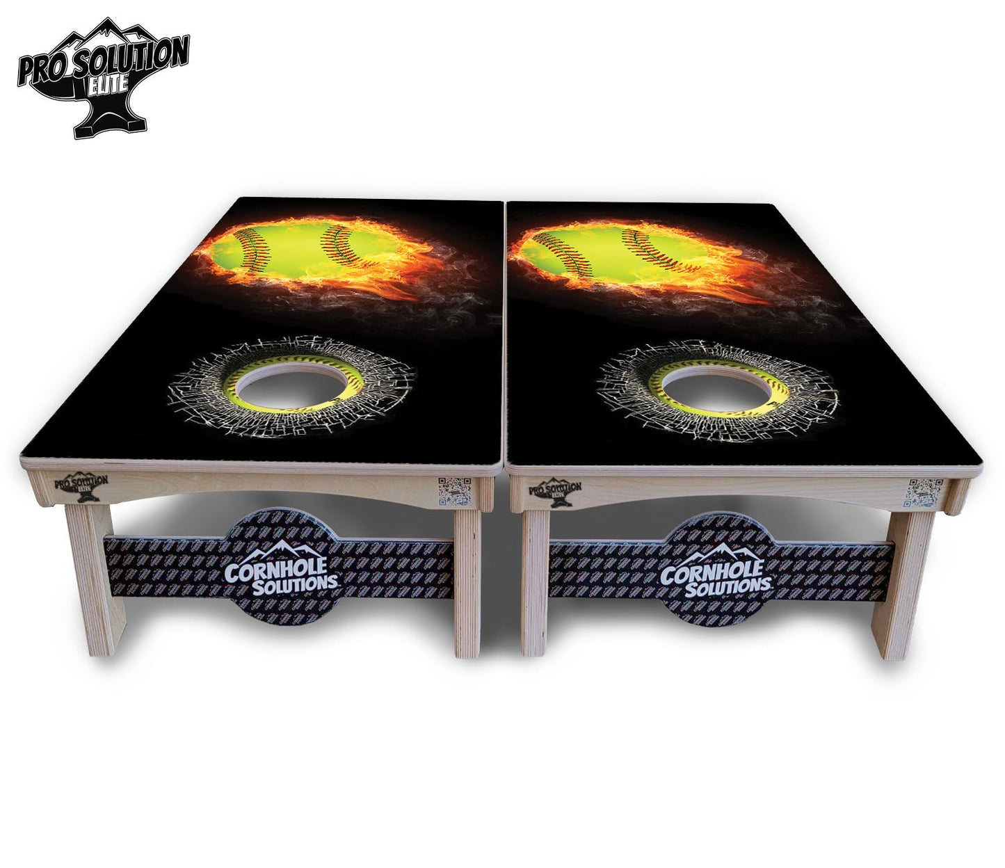Fire Softball Cornhole Boards - Pro Solution Elite Series