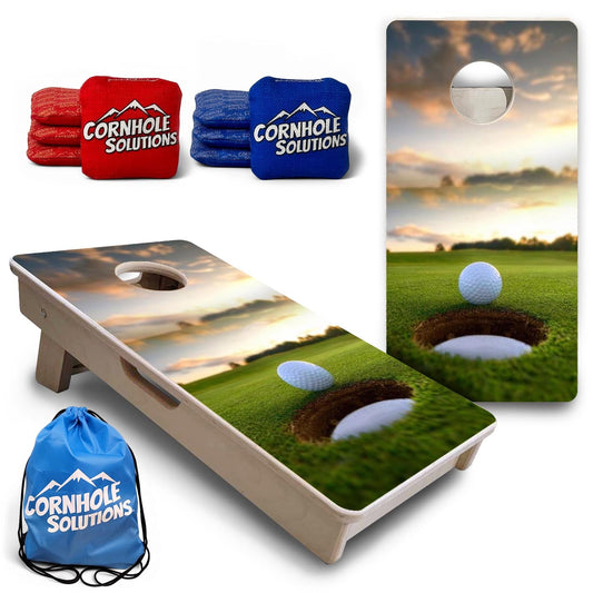 Golf Cup Sunset - Mini or Vacation Size Cornhole Boards