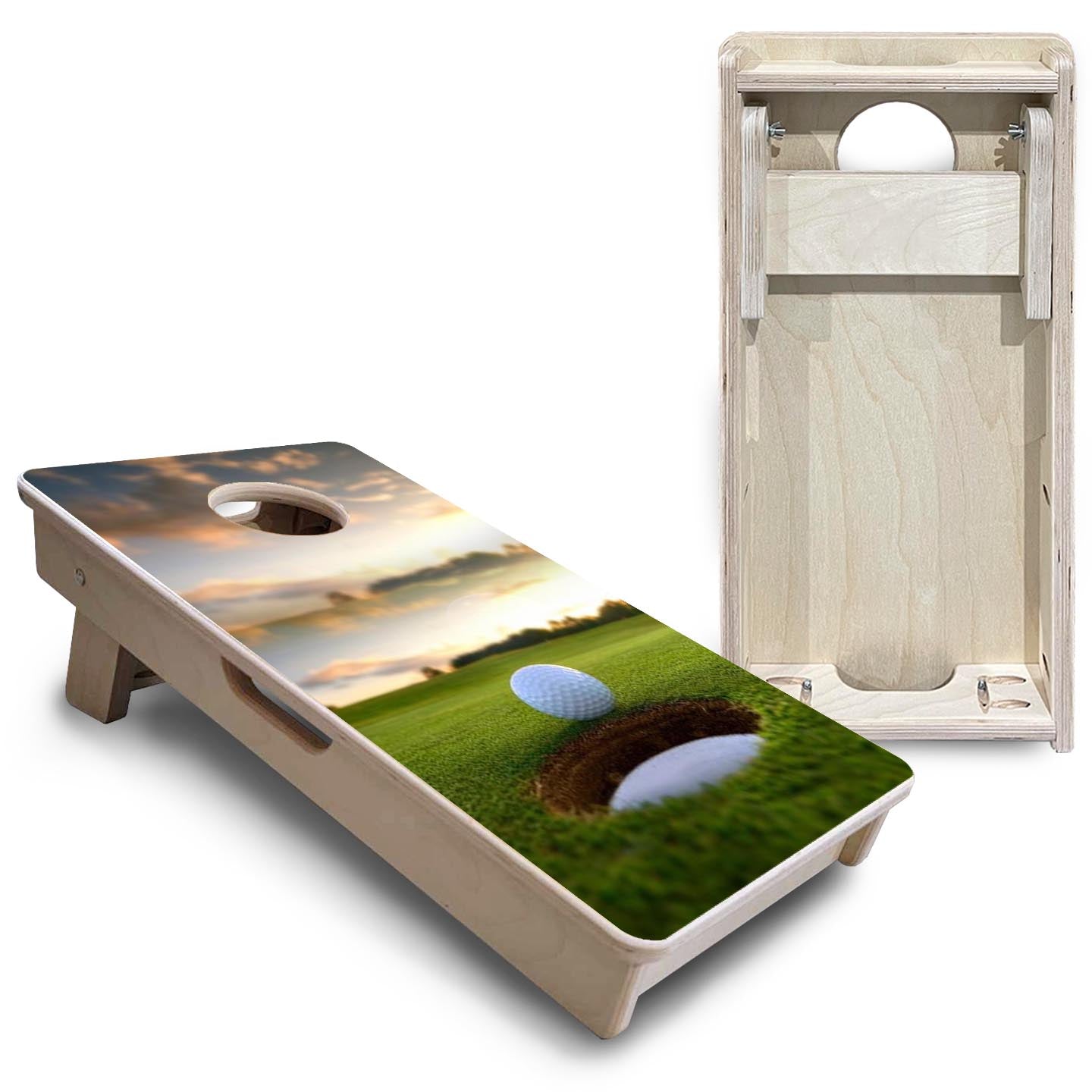 Golf Cup Sunset - Mini or Vacation Size Cornhole Boards