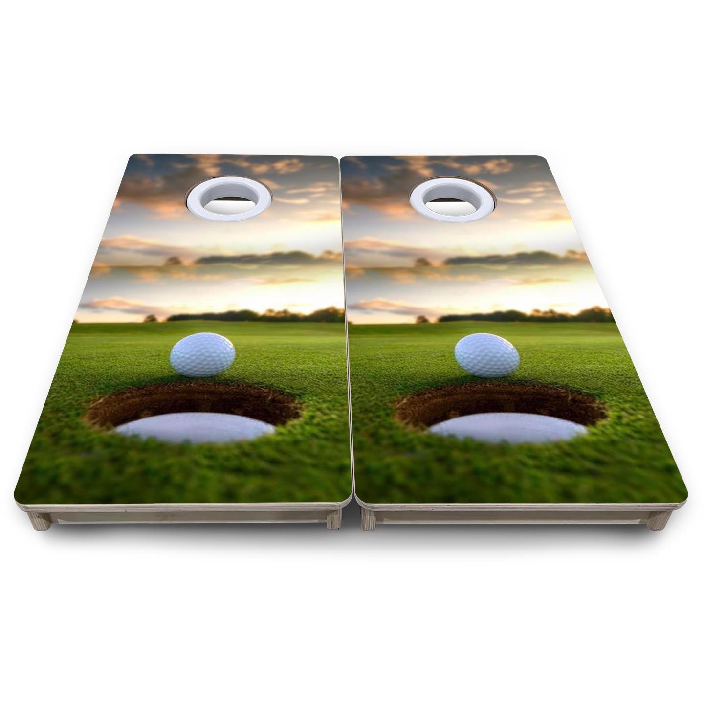 Golf Cup Sunset - Mini or Vacation Size Cornhole Boards