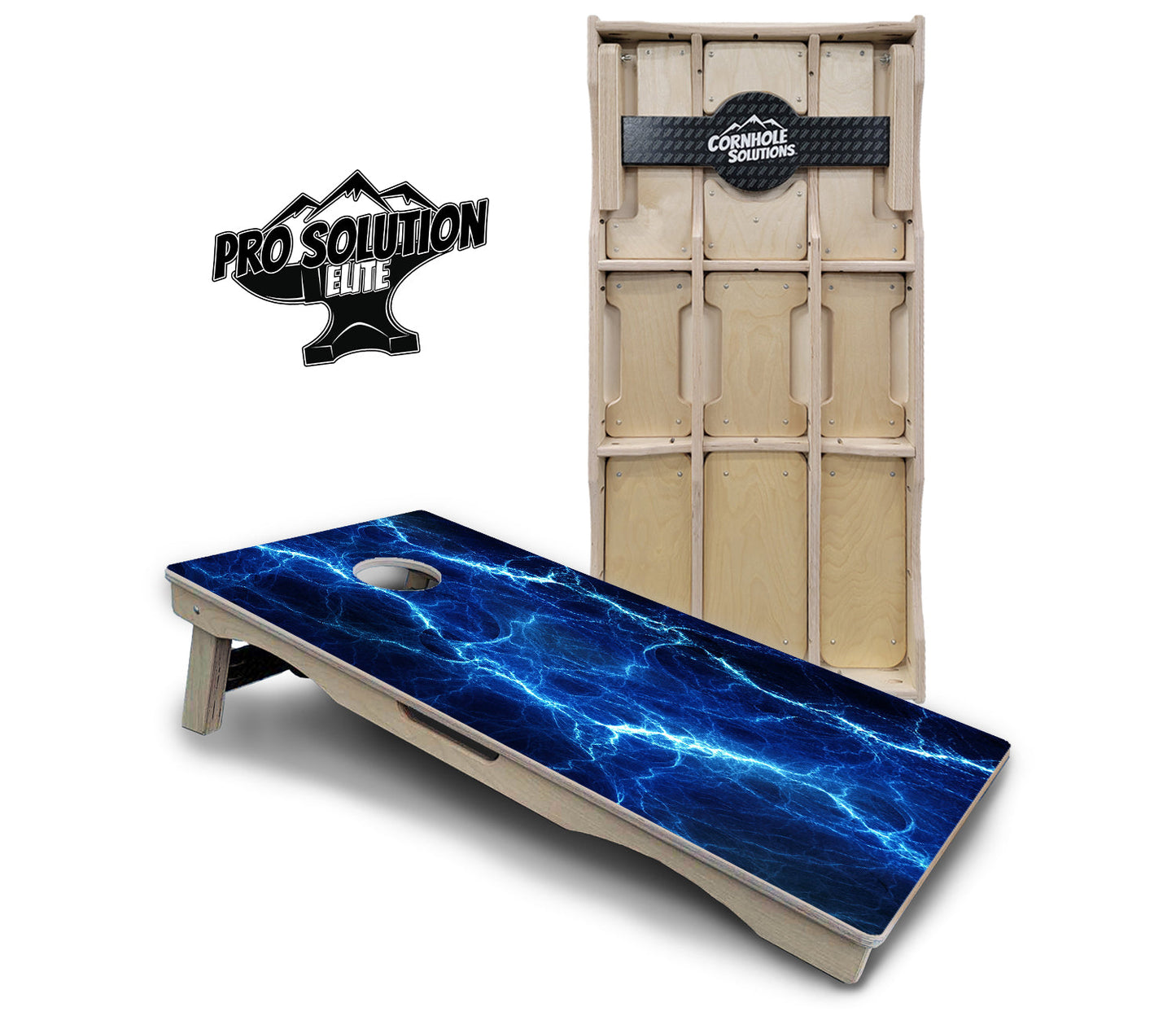 Blue & Green Lightning Cornhole Boards - Pro Solution Elite Series
