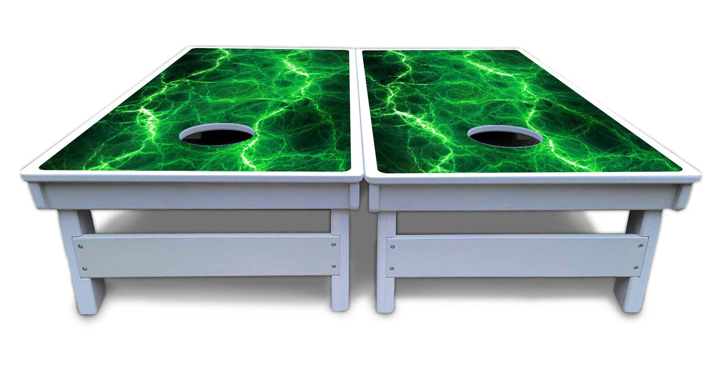 Blue & Green Lightning Cornhole Boards - All Weather Series