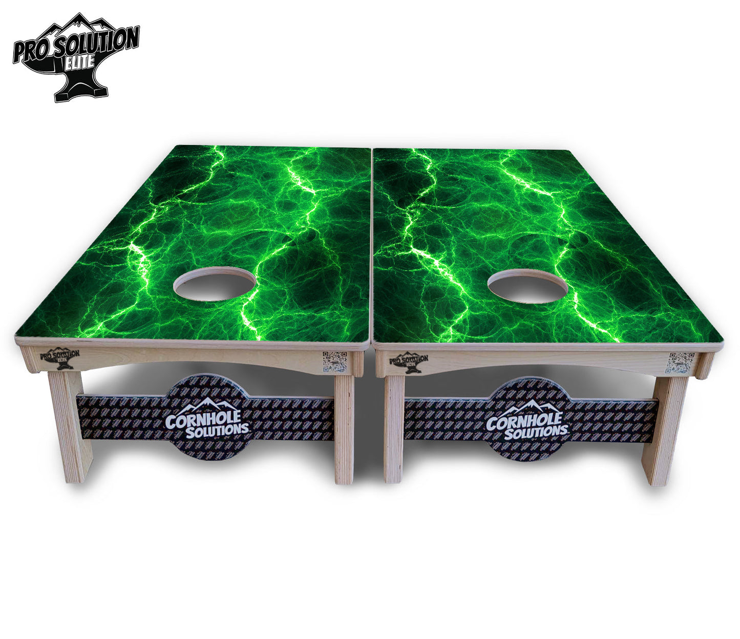Blue & Green Lightning Cornhole Boards - Pro Solution Elite Series