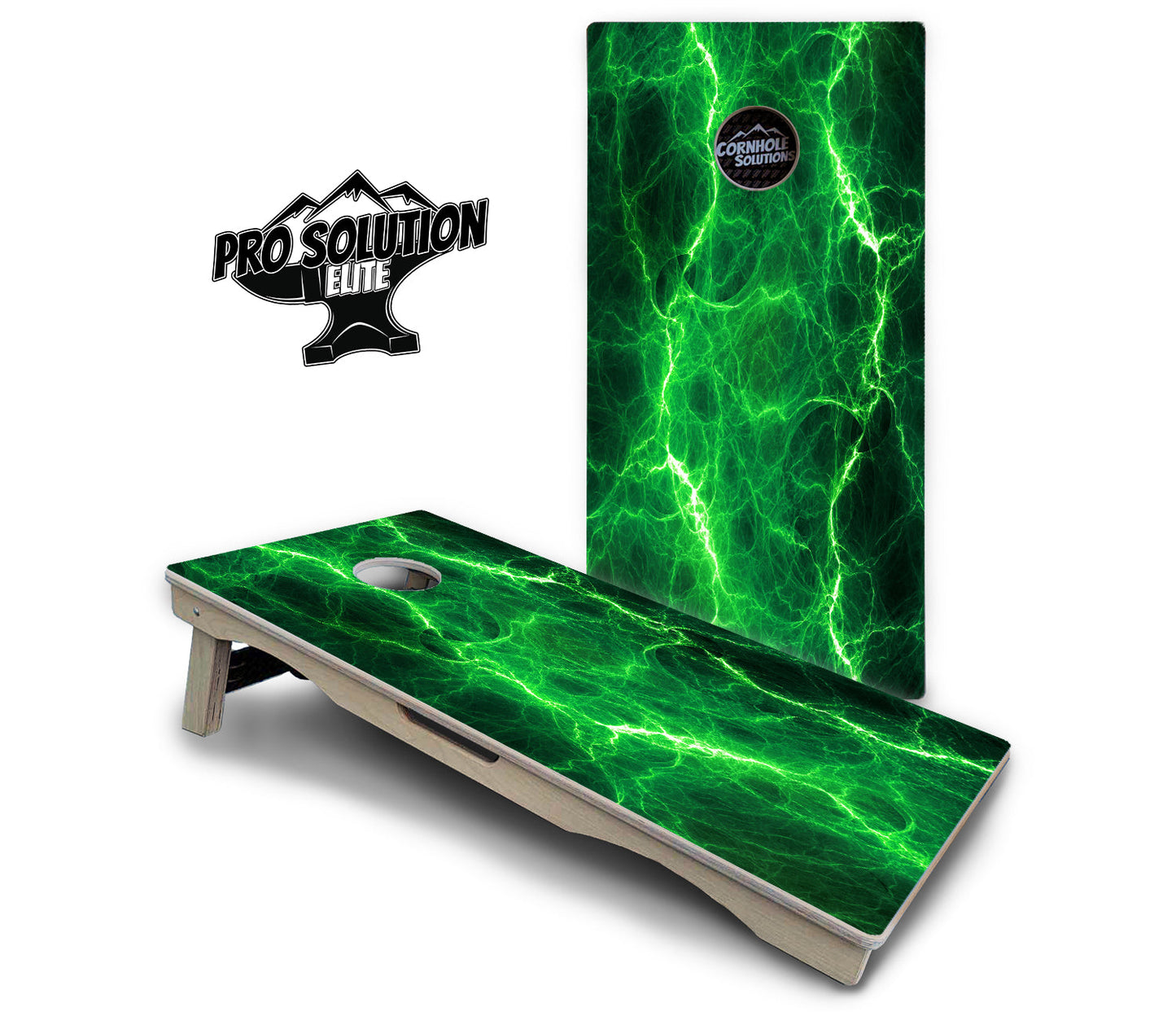 Blue & Green Lightning Cornhole Boards - Pro Solution Elite Series