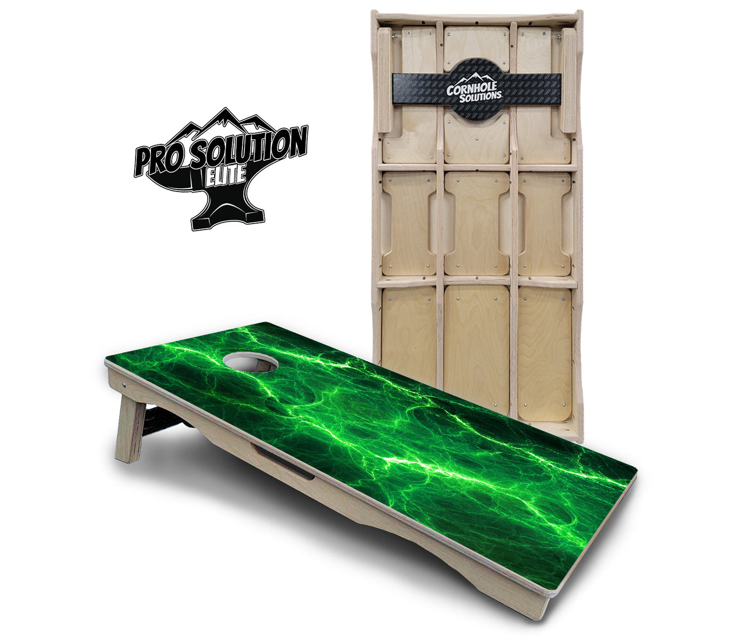 Blue & Green Lightning Cornhole Boards - Pro Solution Elite Series