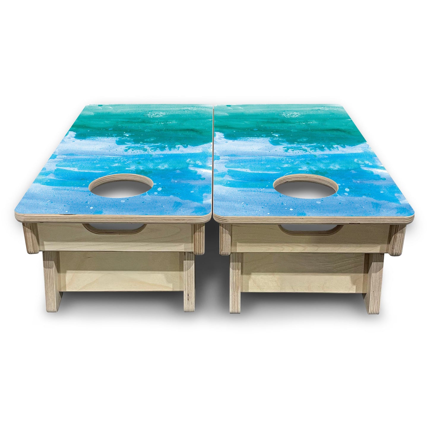 Mini Cornhole Boards - Blue Green Paint
