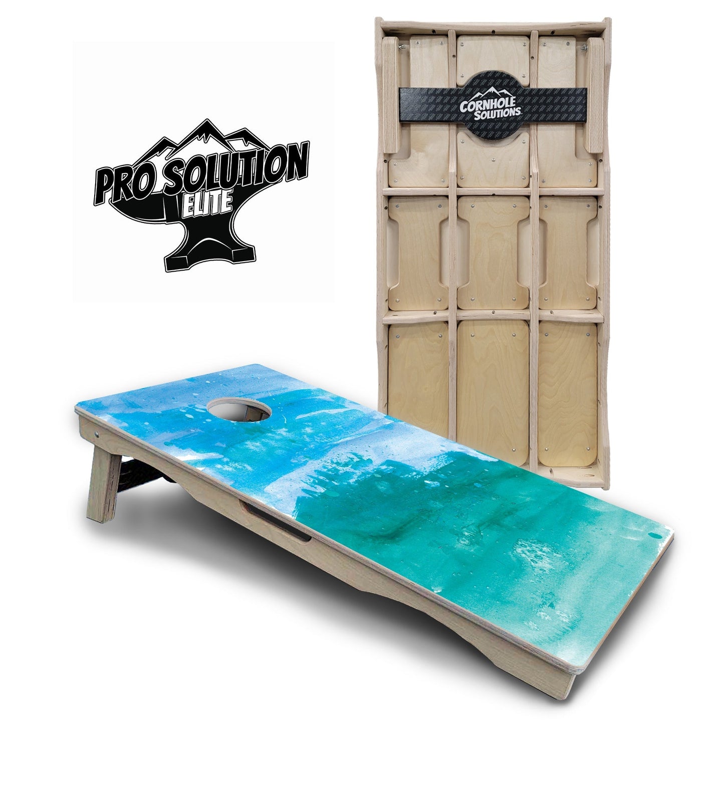 Blue Green Paint Cornhole Boards - Pro Solution Elite Series