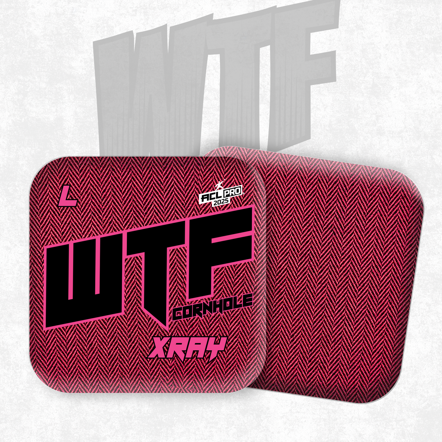 2026 WTF X-RAY Pink/Black carpet - ACL Pro Stamped Cornhole Bags - Set of 4 bags
