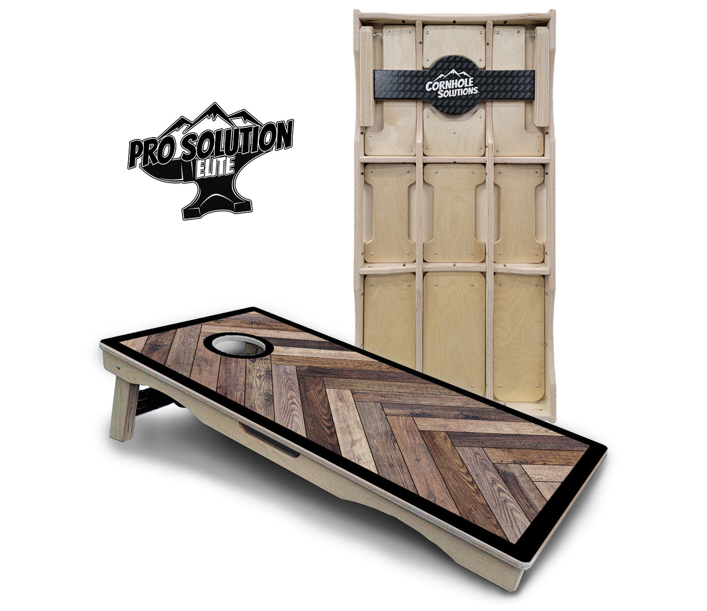 Herringbone w/Border Cornhole Boards - Pro Solution Elite Series