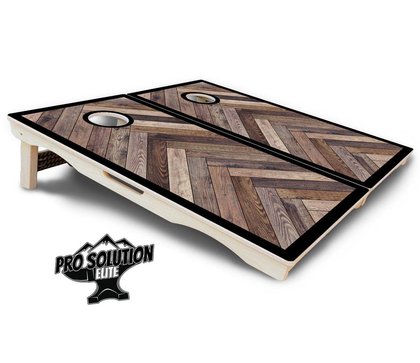 Herringbone w/Border Cornhole Boards - Pro Solution Elite Series