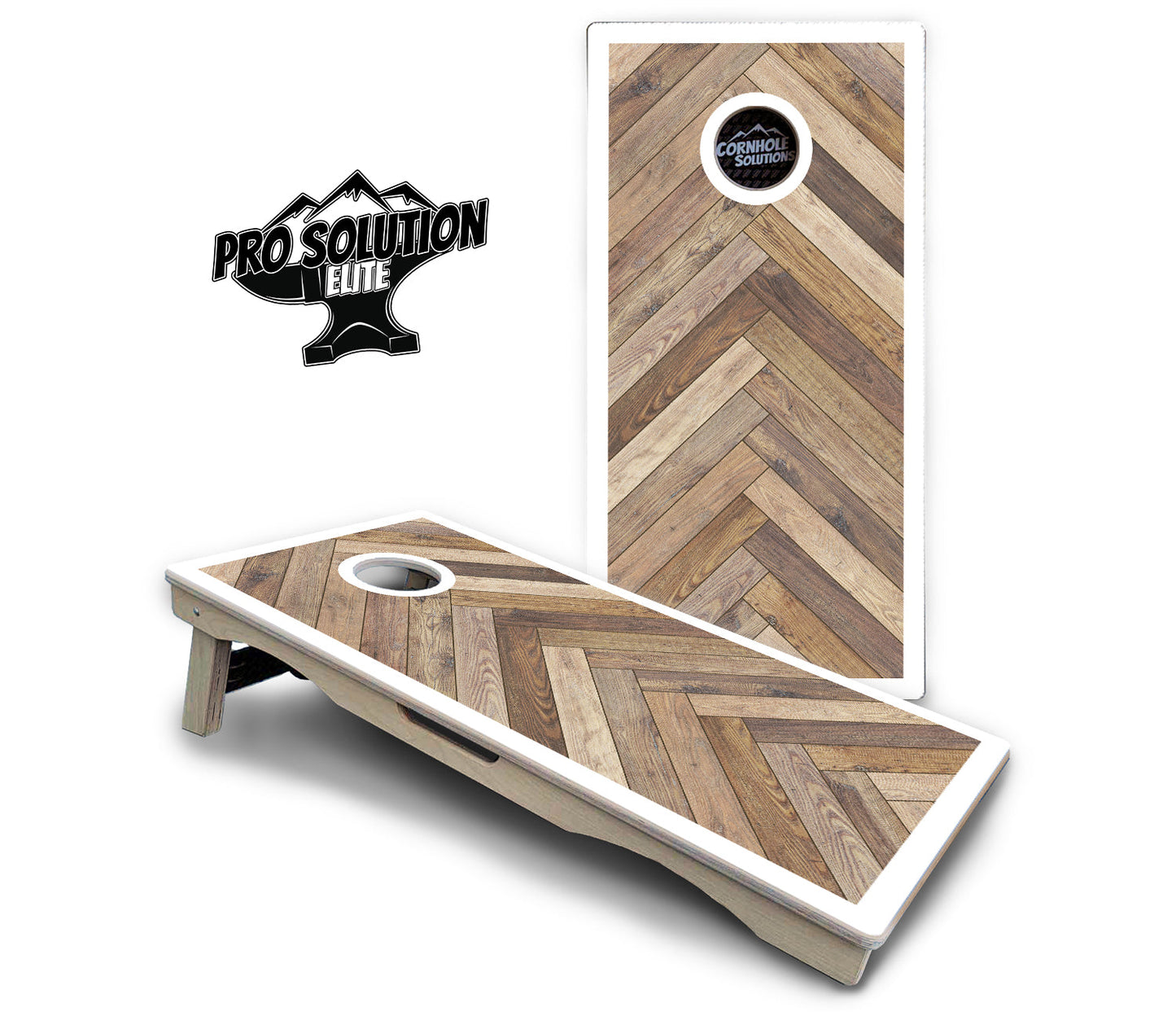 Herringbone w/Border Cornhole Boards - Pro Solution Elite Series