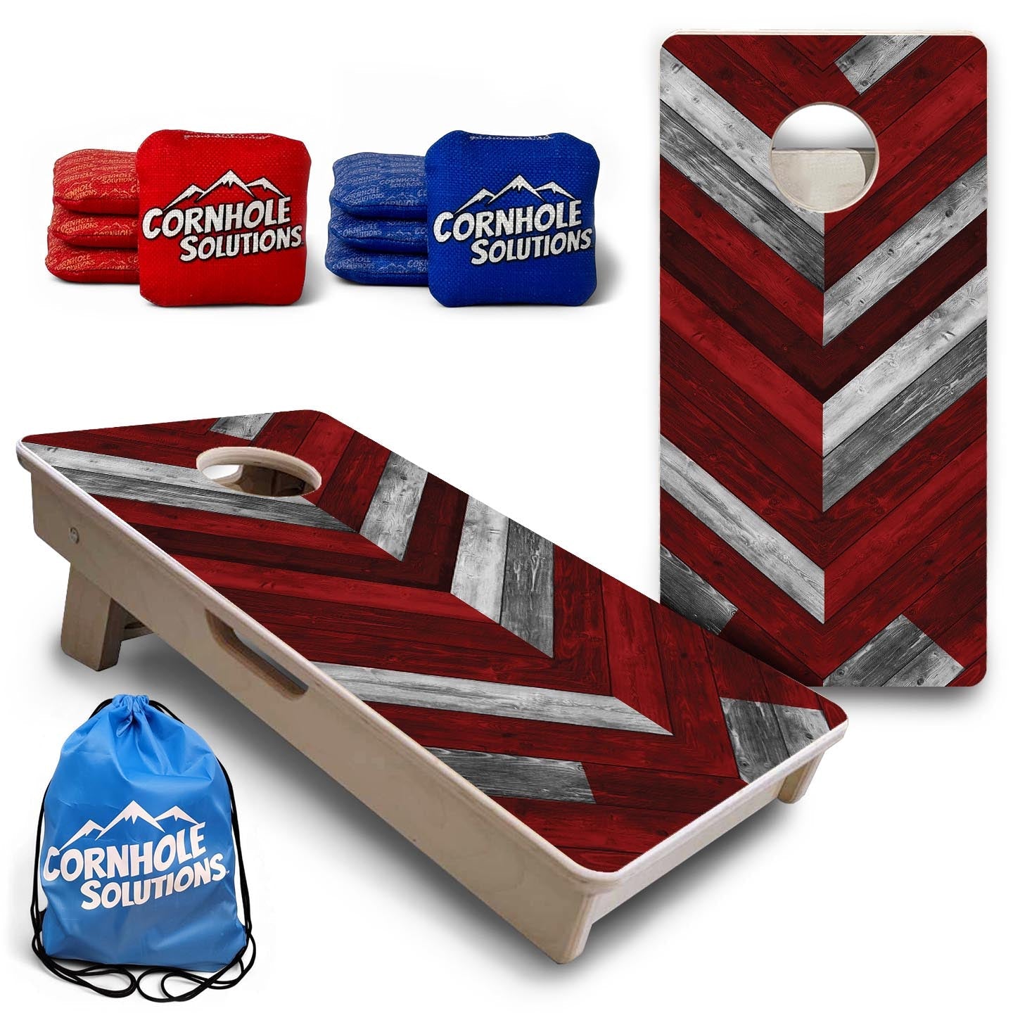 Red Herringbone - Mini or Vacation Size Cornhole Boards