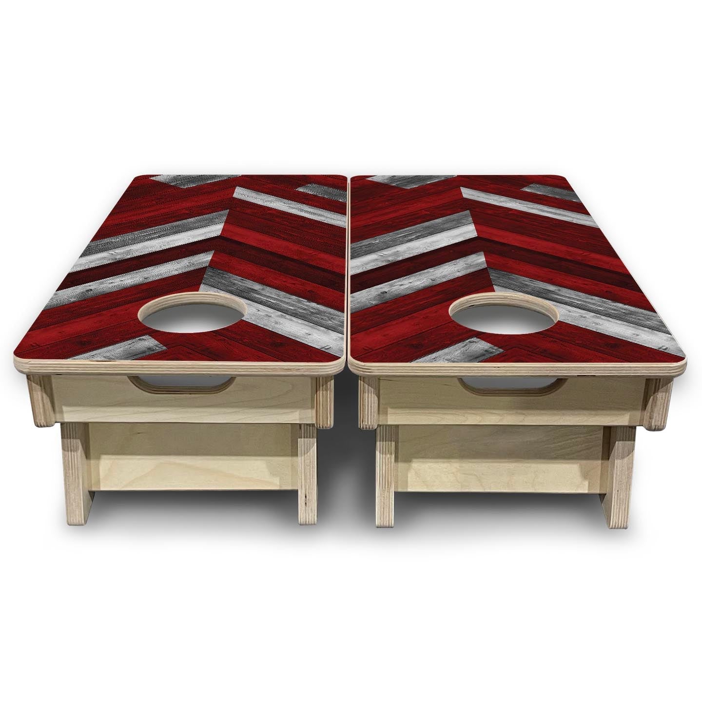 Red Herringbone - Mini or Vacation Size Cornhole Boards