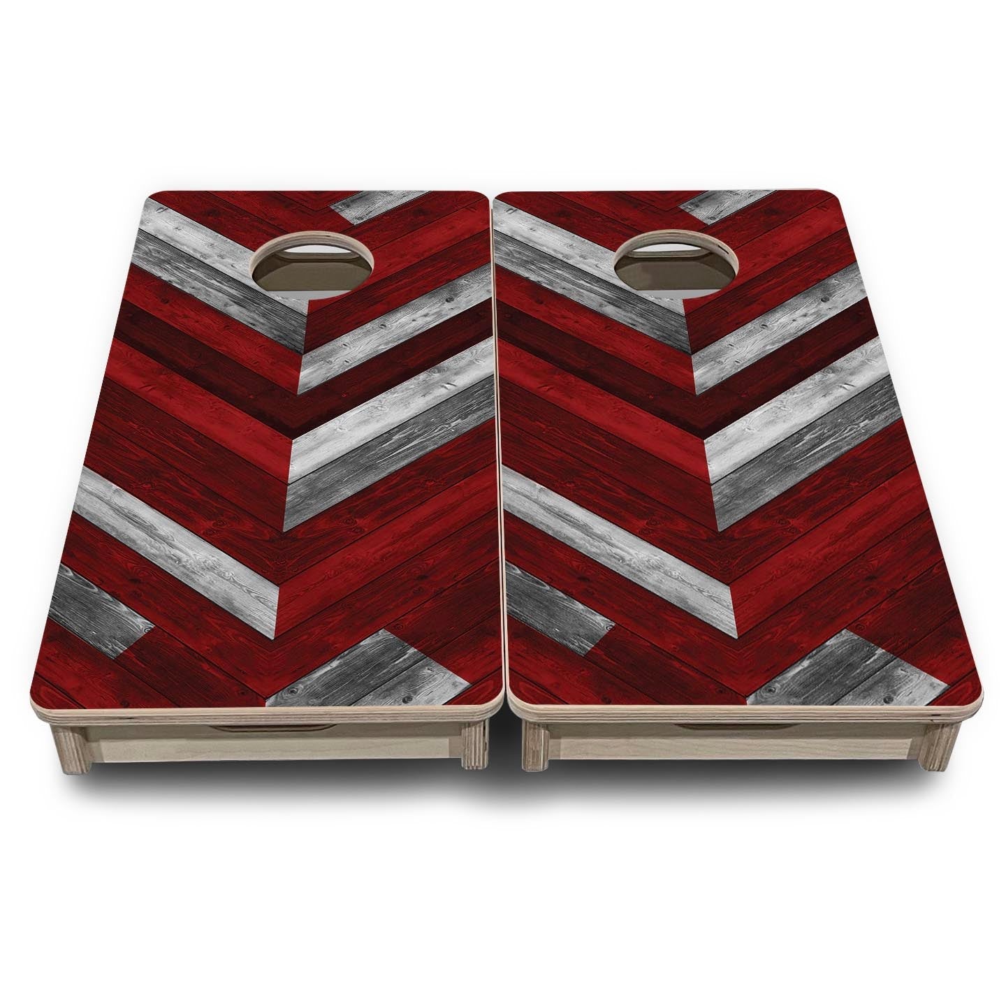 Red Herringbone - Mini or Vacation Size Cornhole Boards