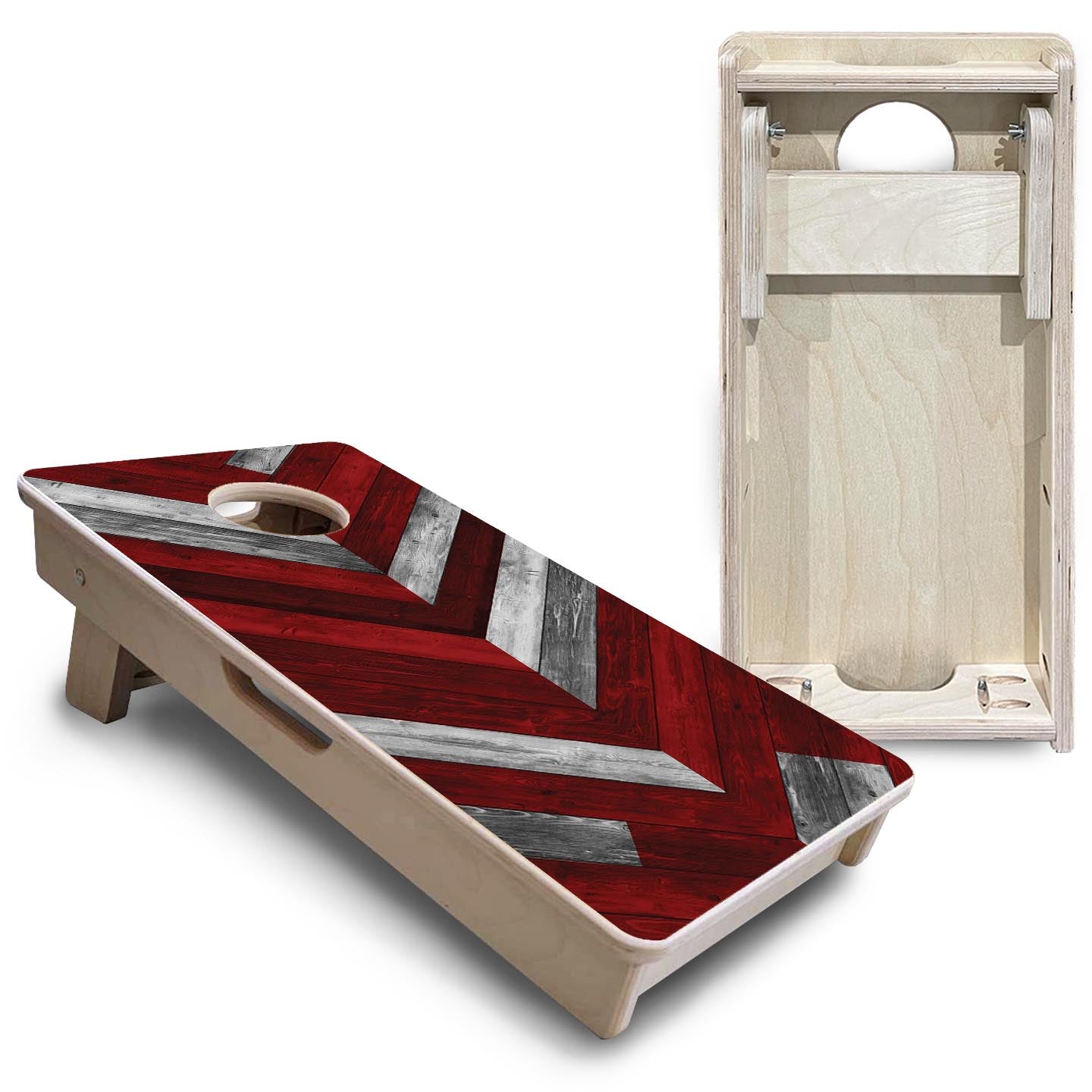 Red Herringbone - Mini or Vacation Size Cornhole Boards