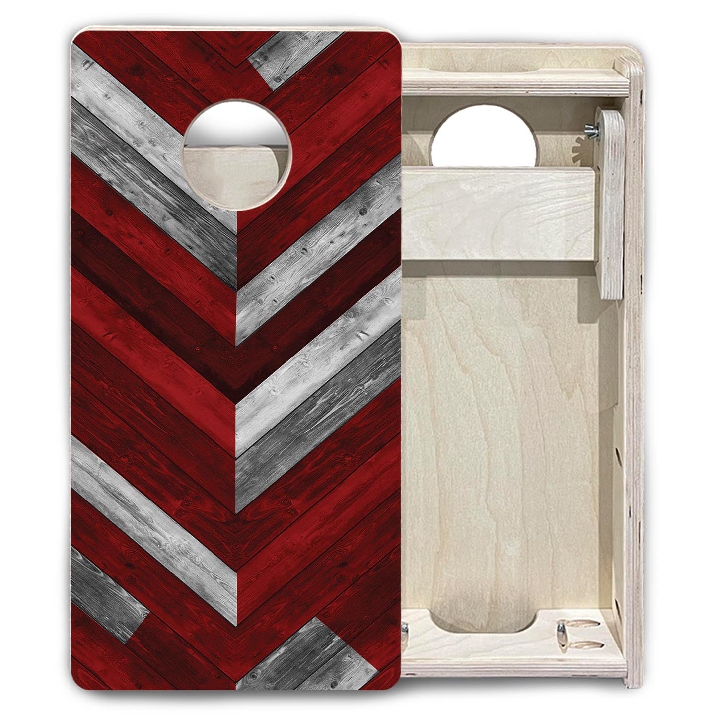 Red Herringbone - Mini or Vacation Size Cornhole Boards