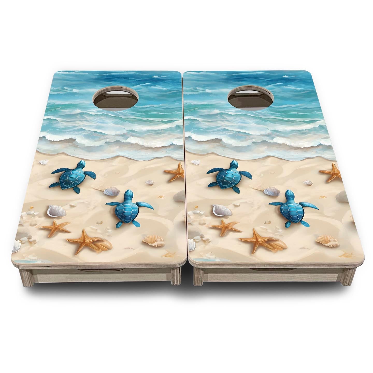 Sea Turtle Shores - Mini or Vacation Size Cornhole Boards