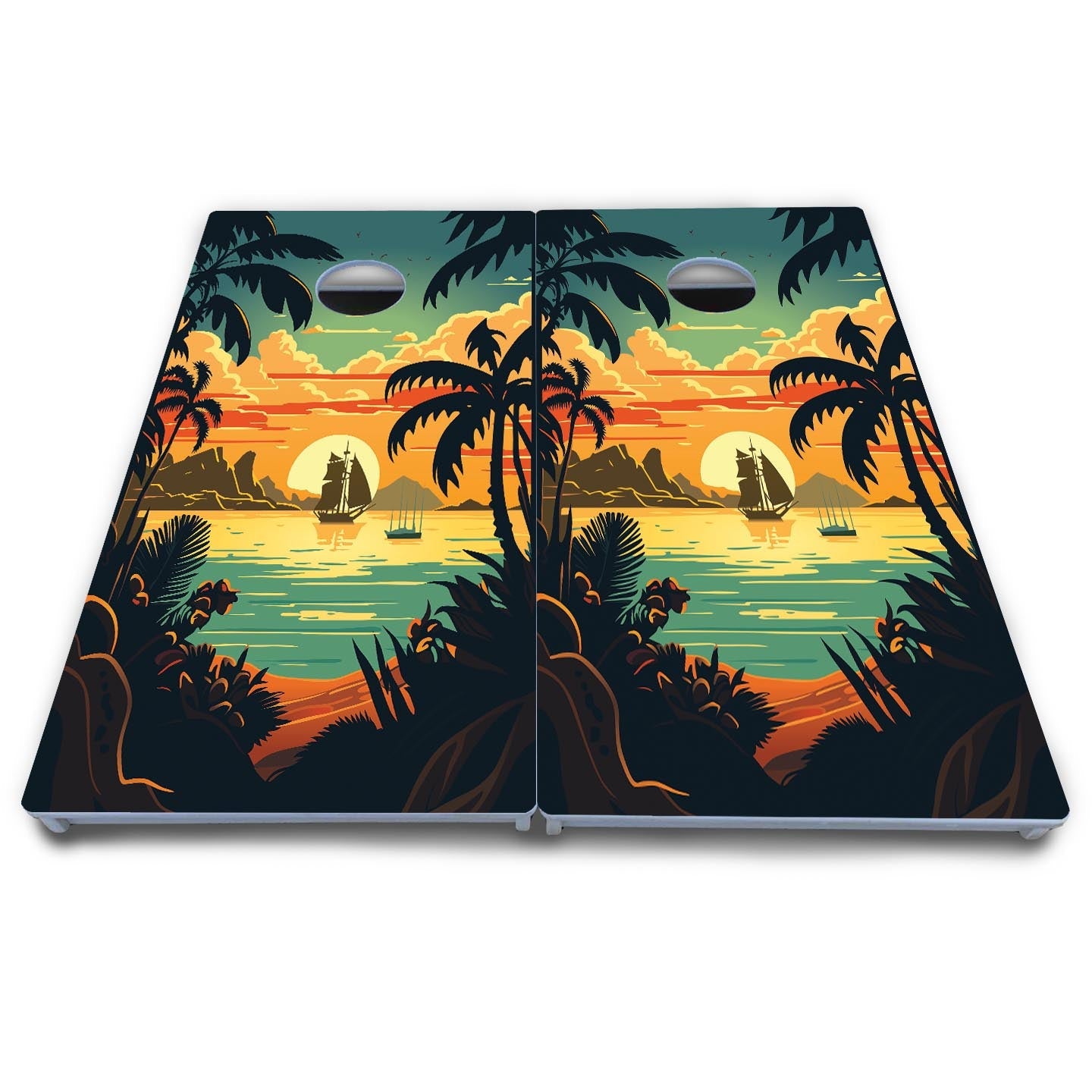 Beach Sunset Cornhole Boards - All Weather Series