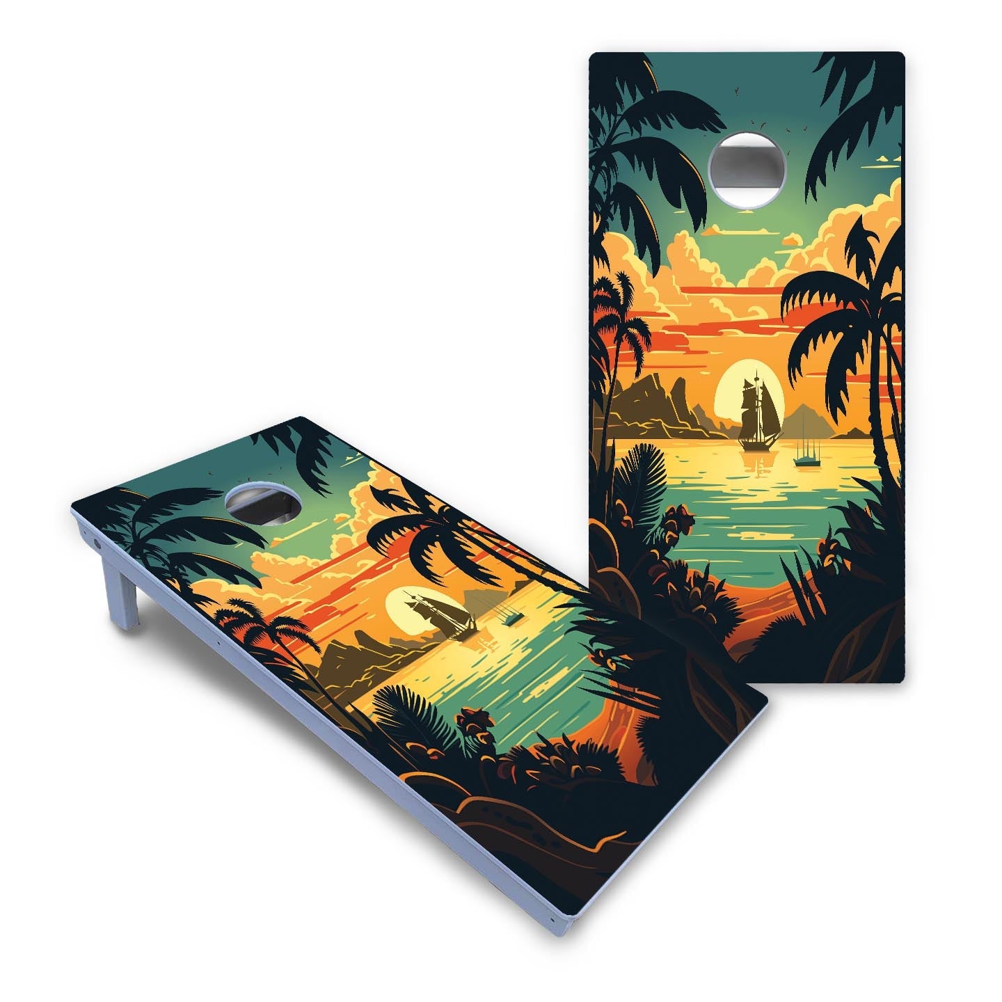 Beach Sunset Cornhole Boards - All Weather Series