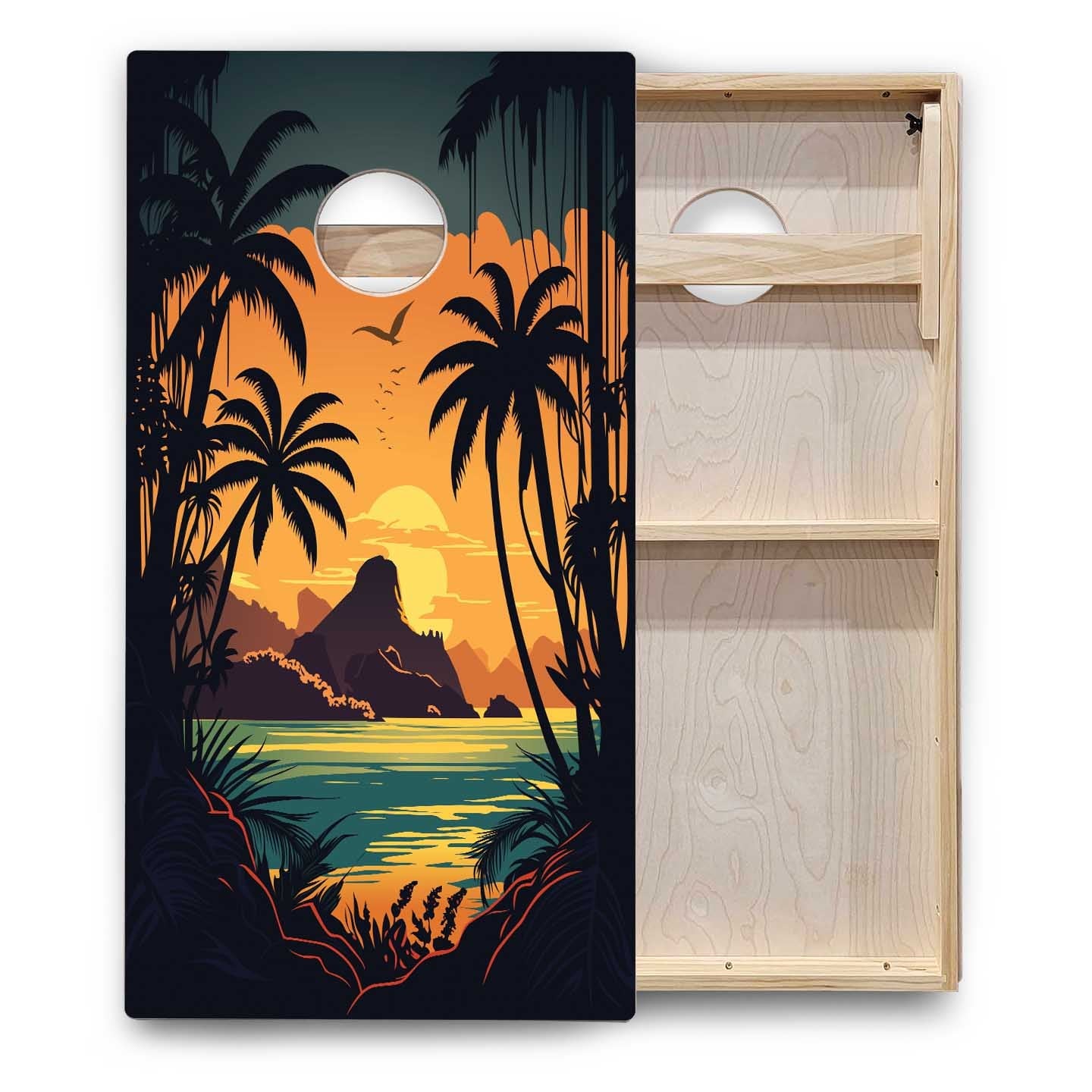 Beach/Mountain Sunset Cornhole Boards - Backyard Series