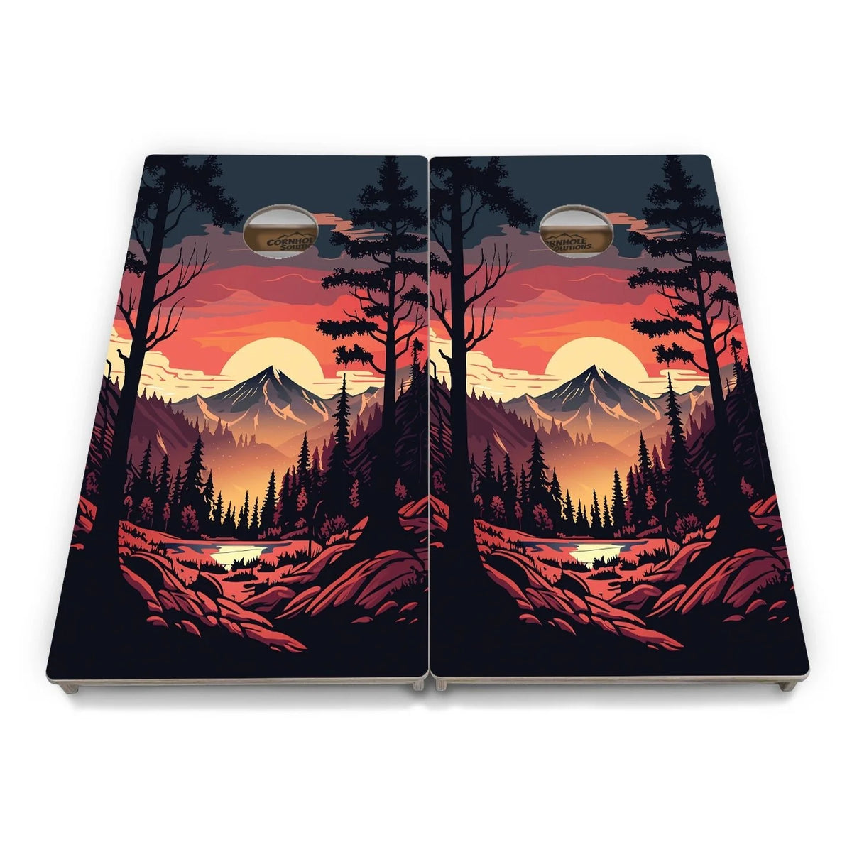 Mountain Sunset Cornhole Boards – Tournament Series