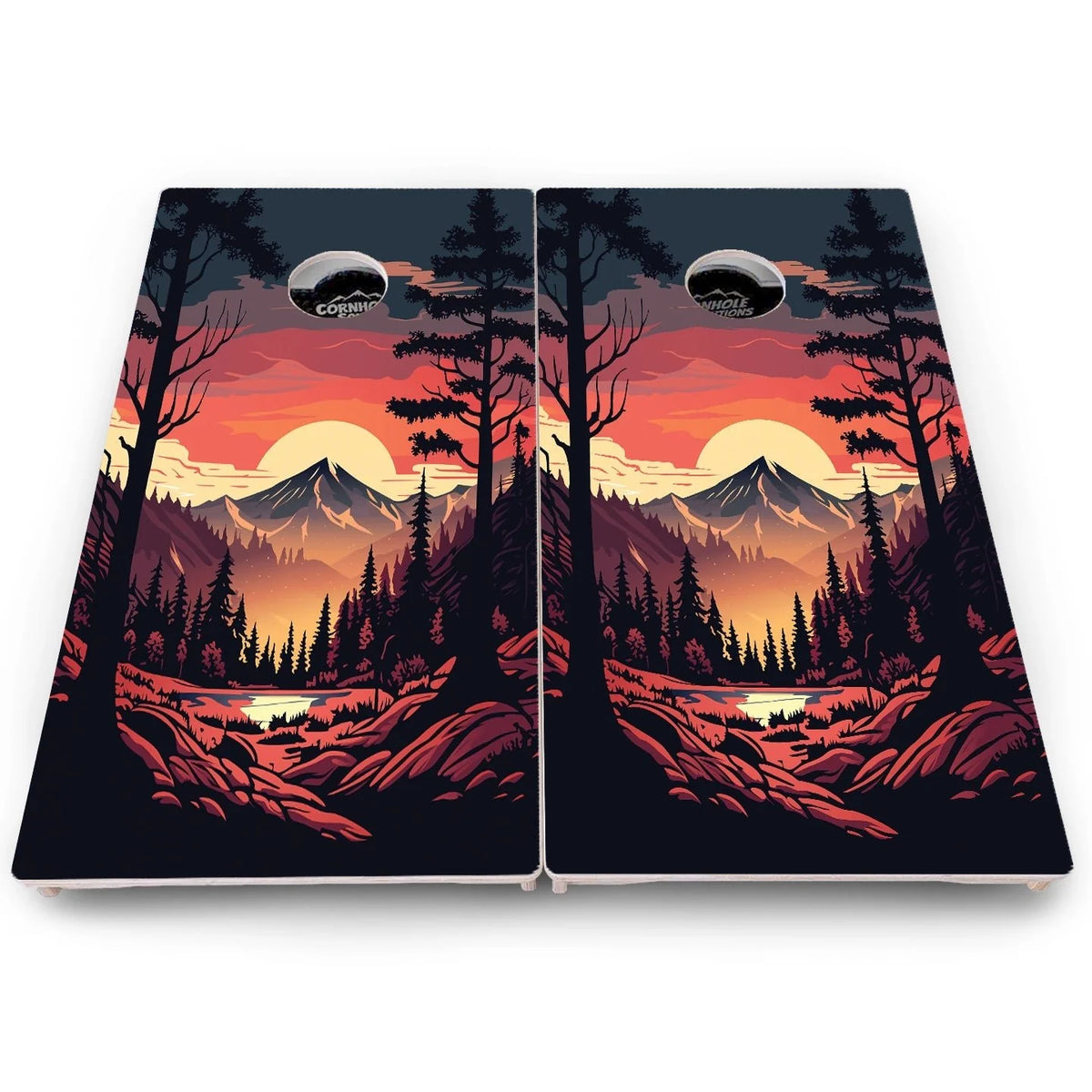 Mountain Sunset Cornhole Boards – Pro Lite or Pro Elite
