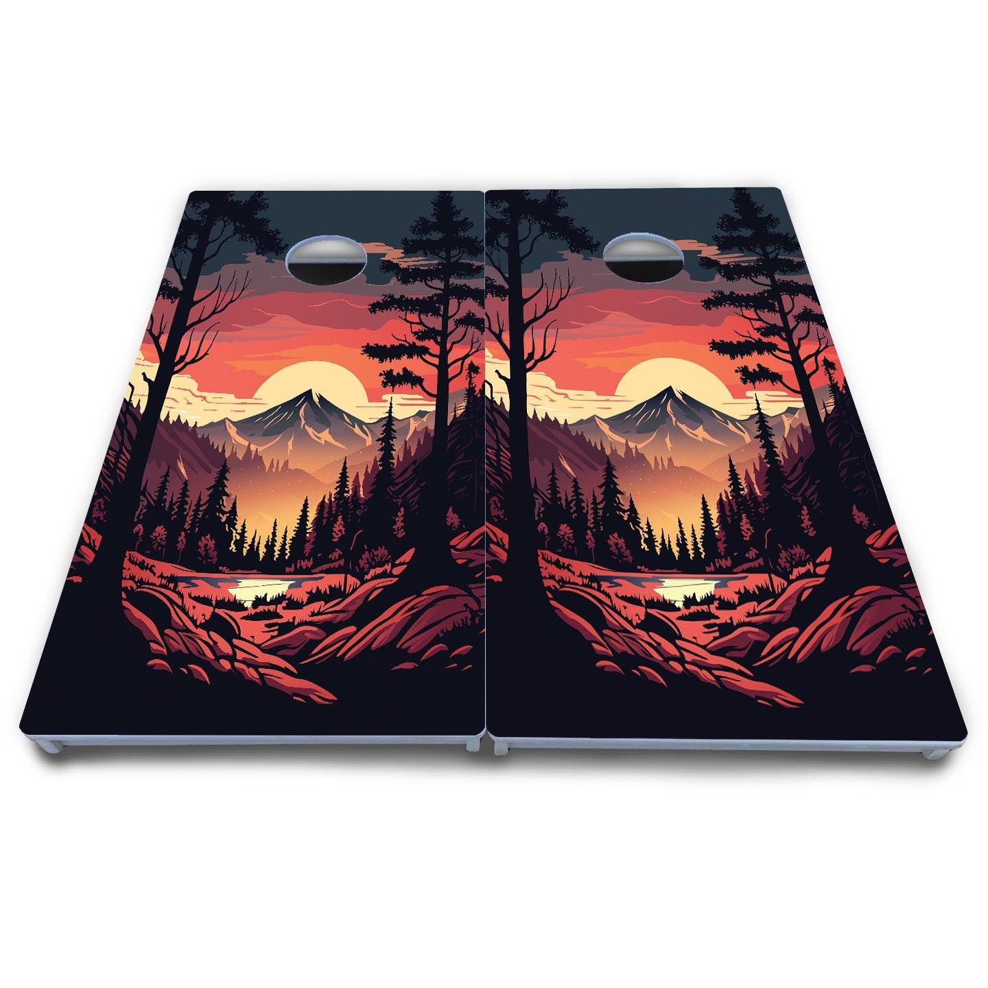 Mountain Sunset Cornhole Boards - All Weather Series