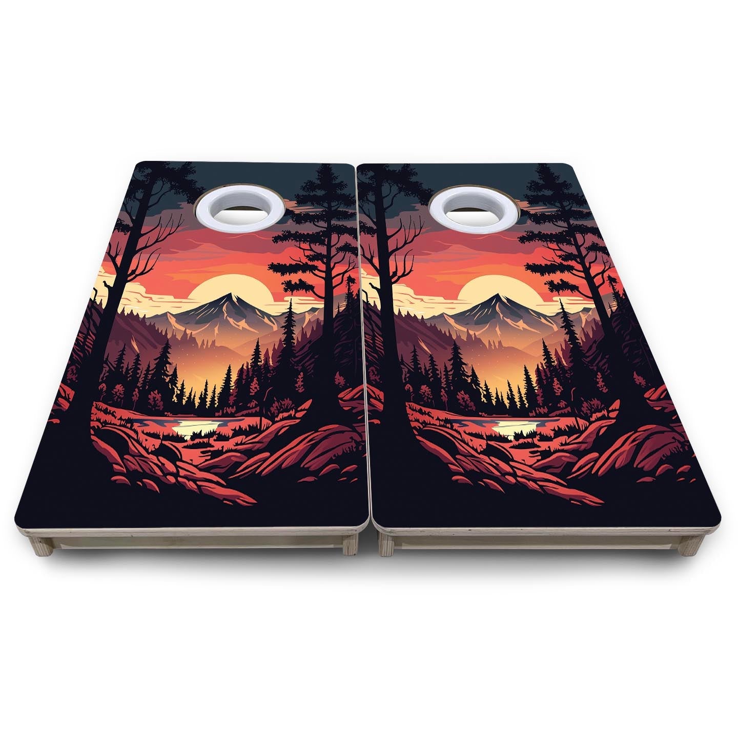 Mountain Sunset Design Options - Mini or Vacation Size Cornhole Boards