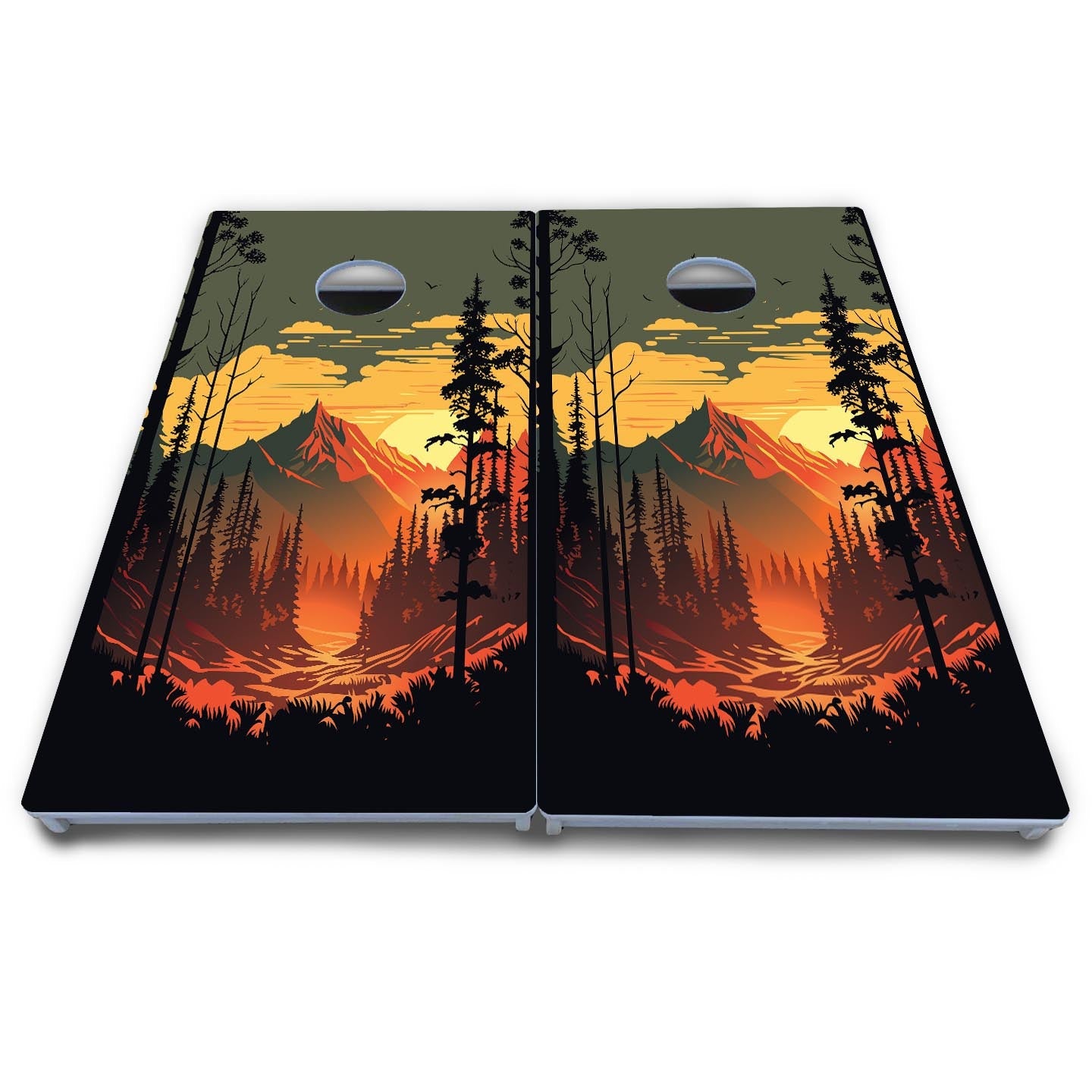 Mountain Sunset Cornhole Boards - All Weather Series