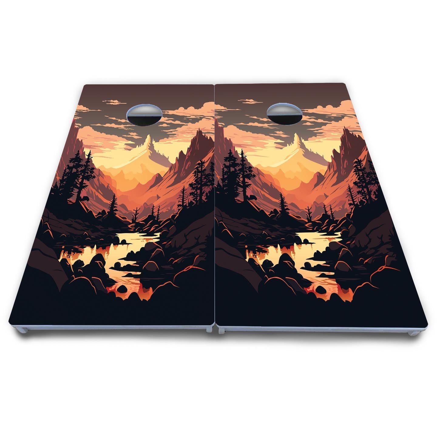 Mountain Sunset Cornhole Boards - All Weather Series