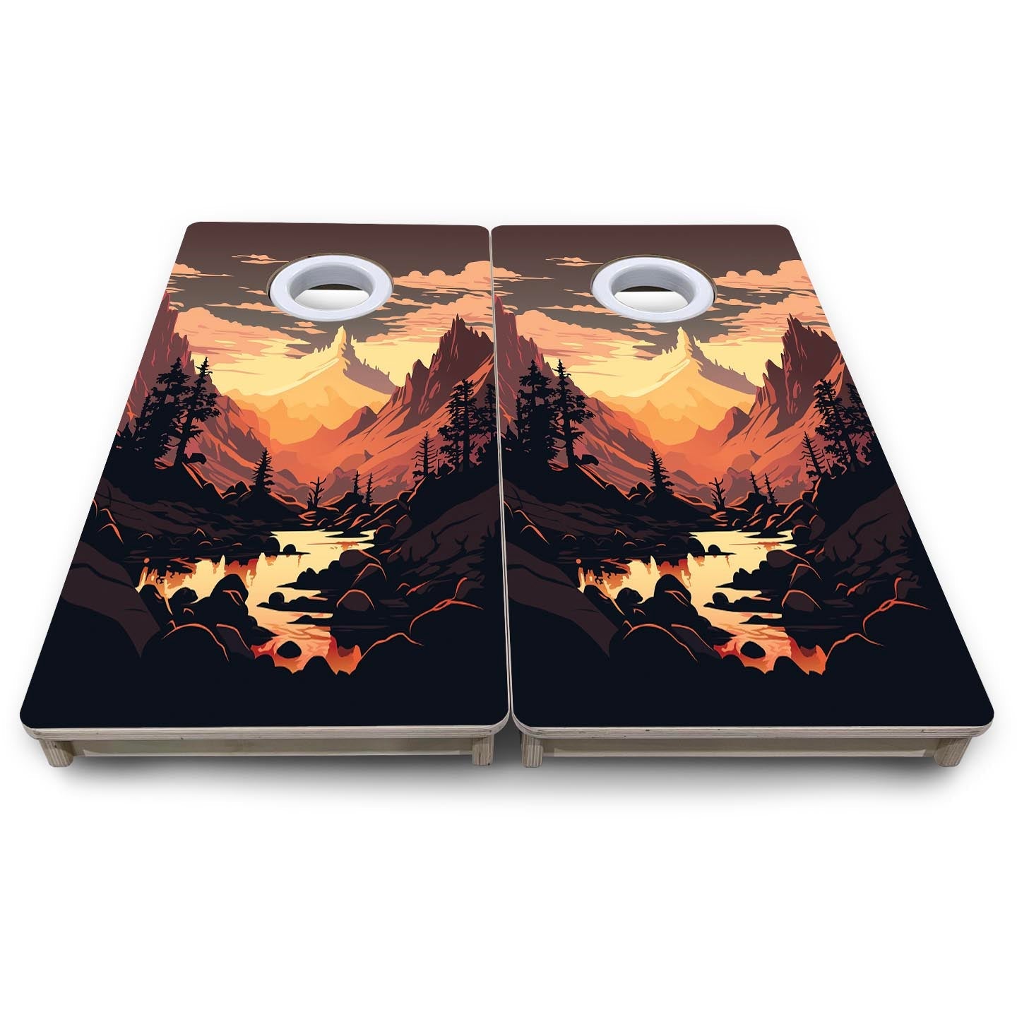 Mountain Sunset Design Options - Mini or Vacation Size Cornhole Boards
