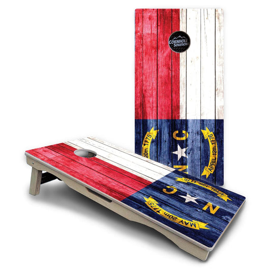 Rustic North Carolina Flag Cornhole Boards – Pro Lite or Pro Elite