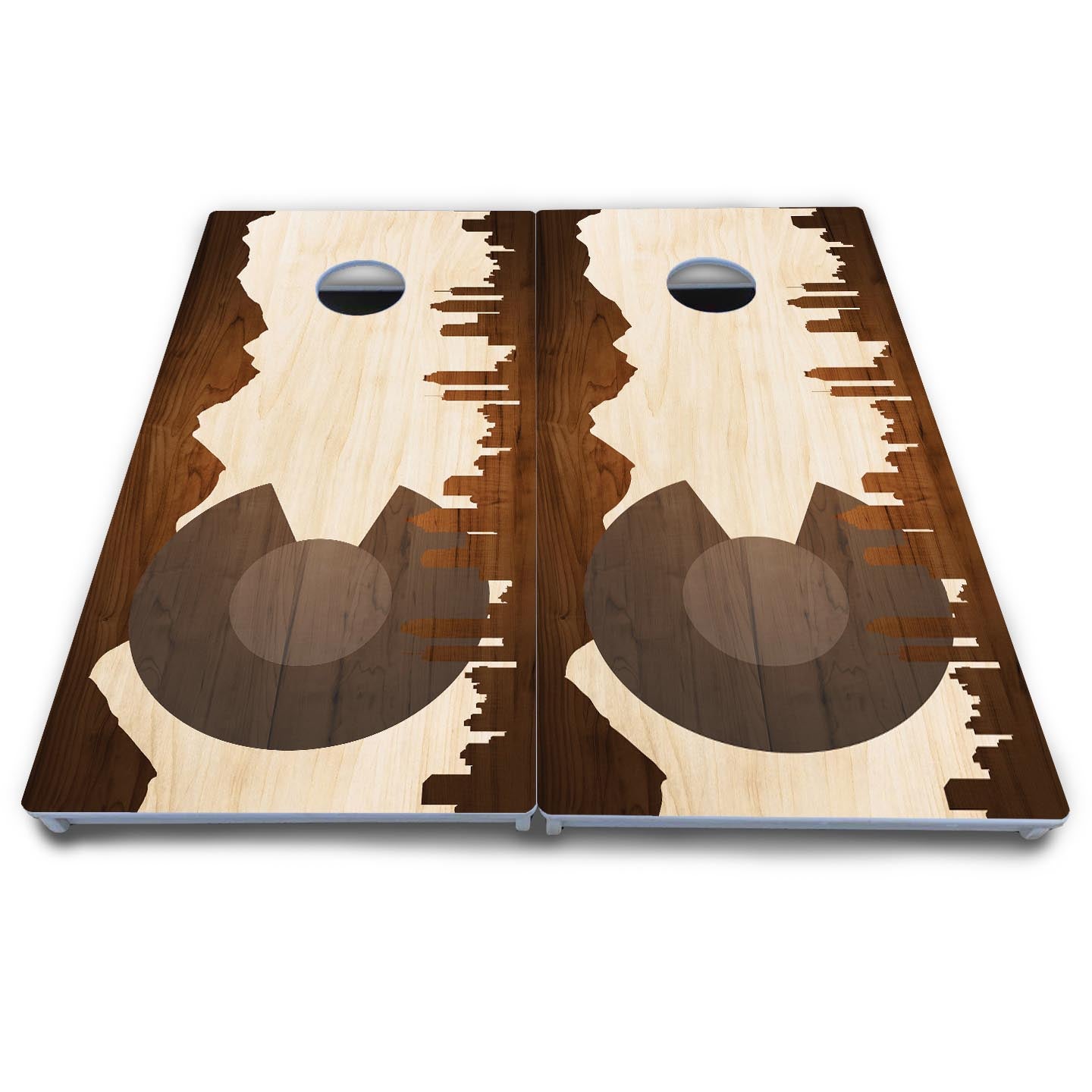 Colorado Natural Wood Skyline Cornhole Boards - All Weather Series