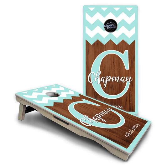 Mint Chevron Cornhole Boards – Pro Lite or Pro Elite