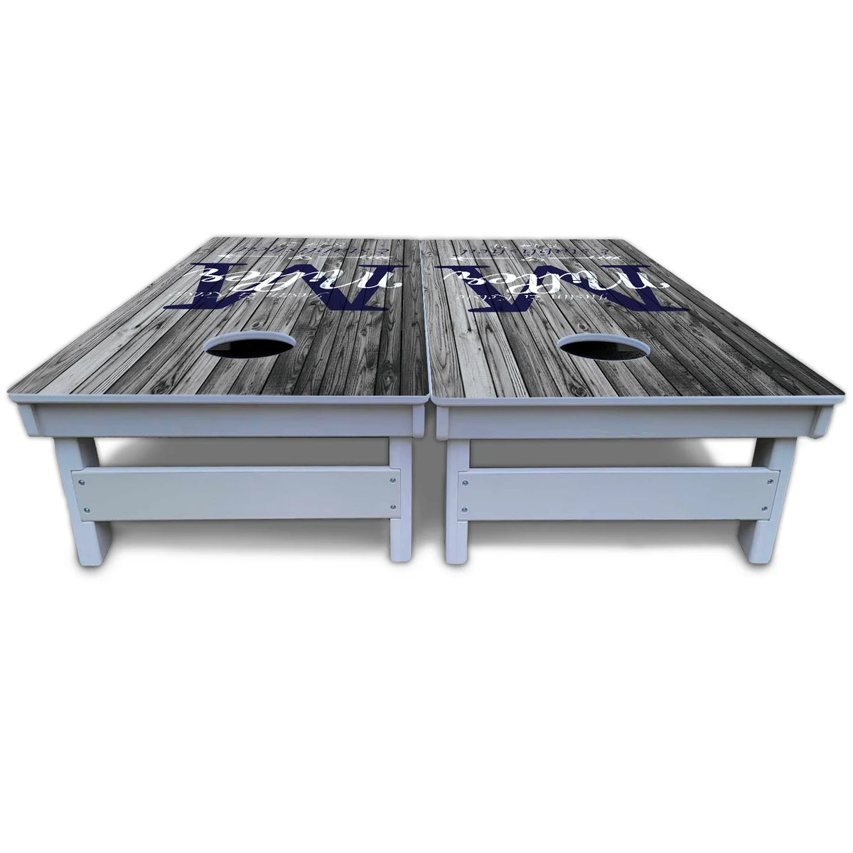 Grey Slat Wood Cornhole Boards - All Weather Series
