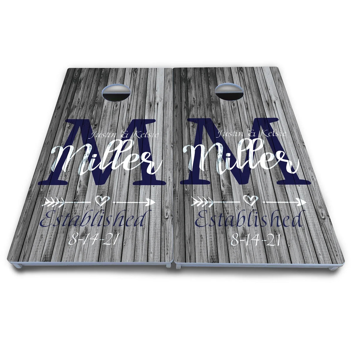 Grey Slat Wood Cornhole Boards - All Weather Series