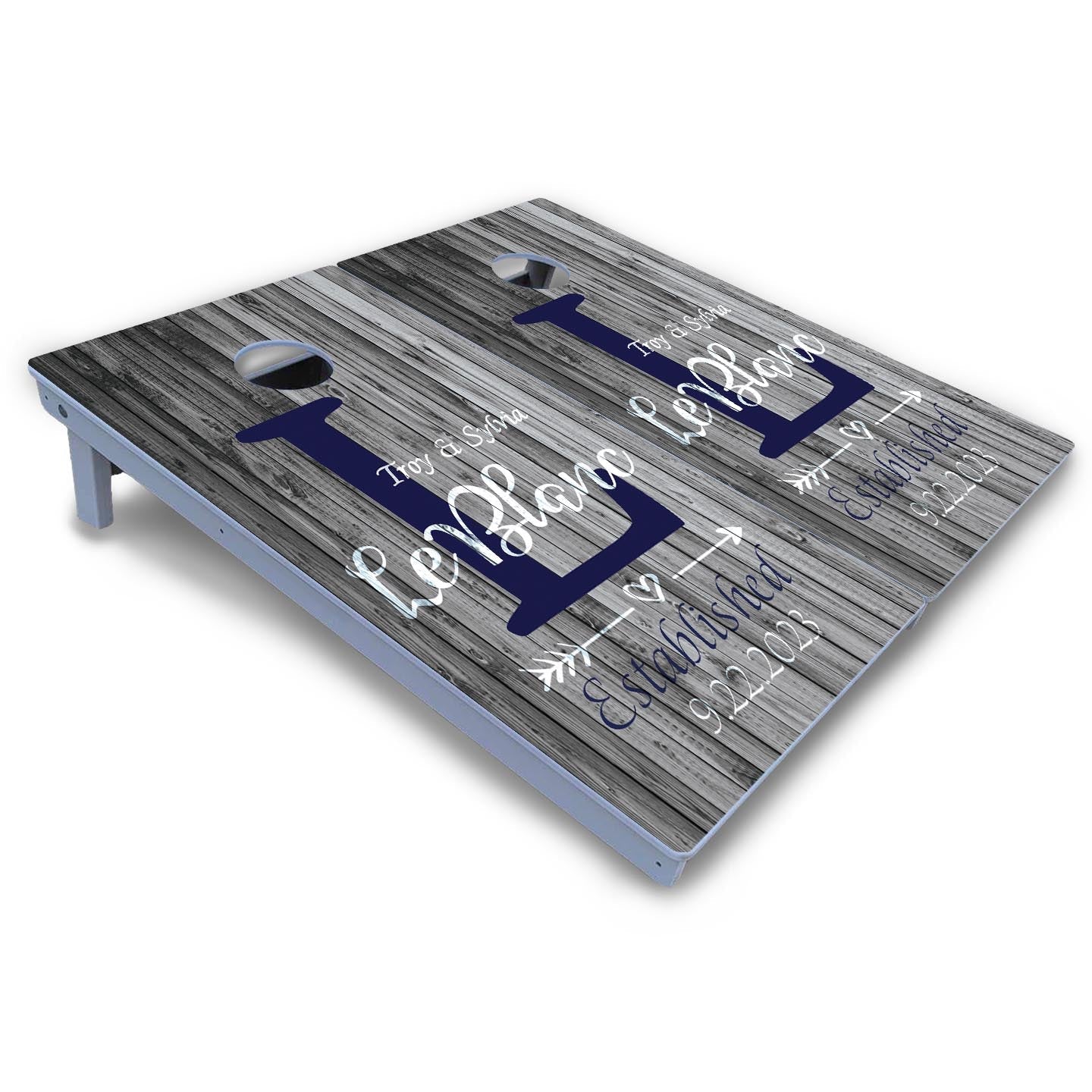 Grey Slat Wood Cornhole Boards - All Weather Series