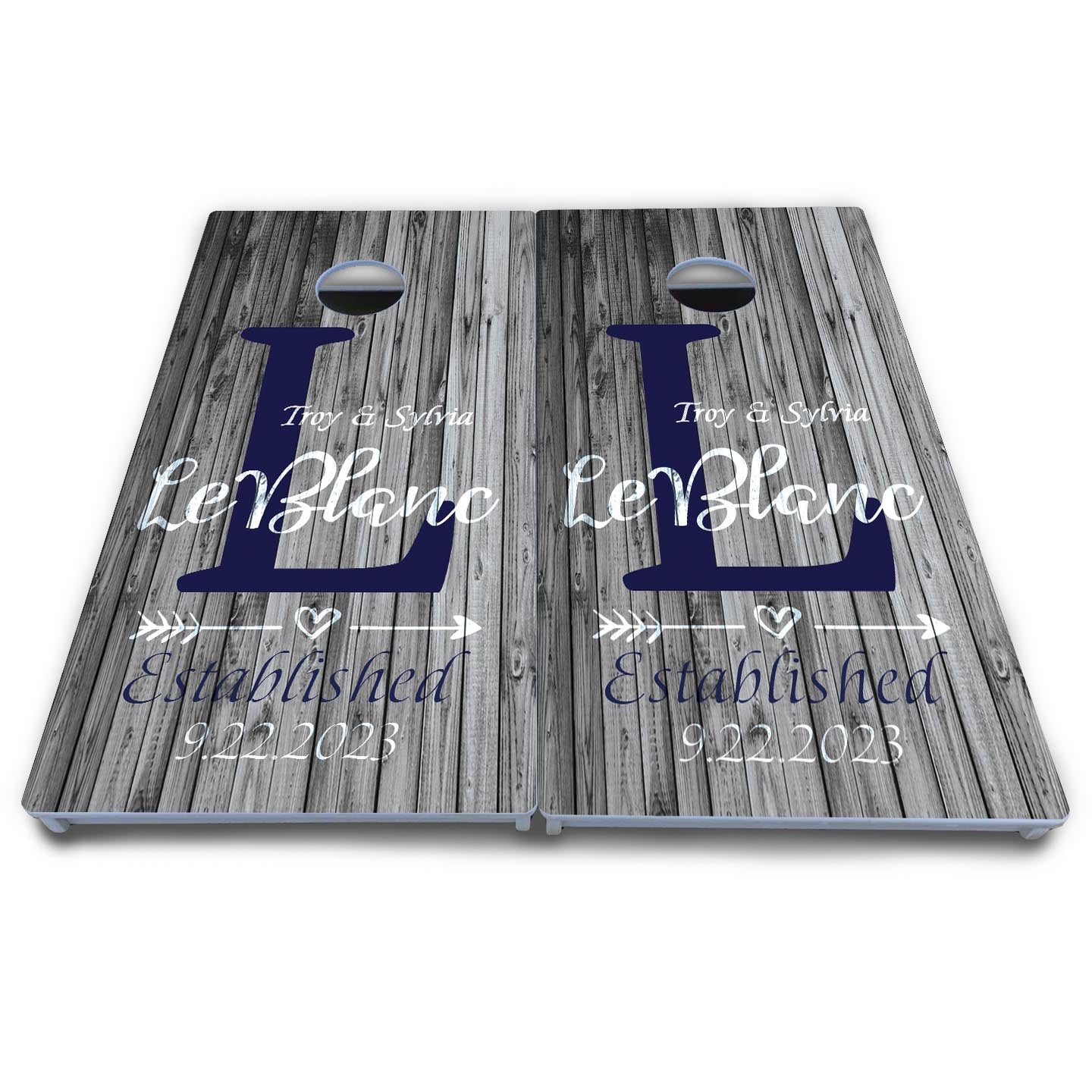 Grey Slat Wood Cornhole Boards - All Weather Series