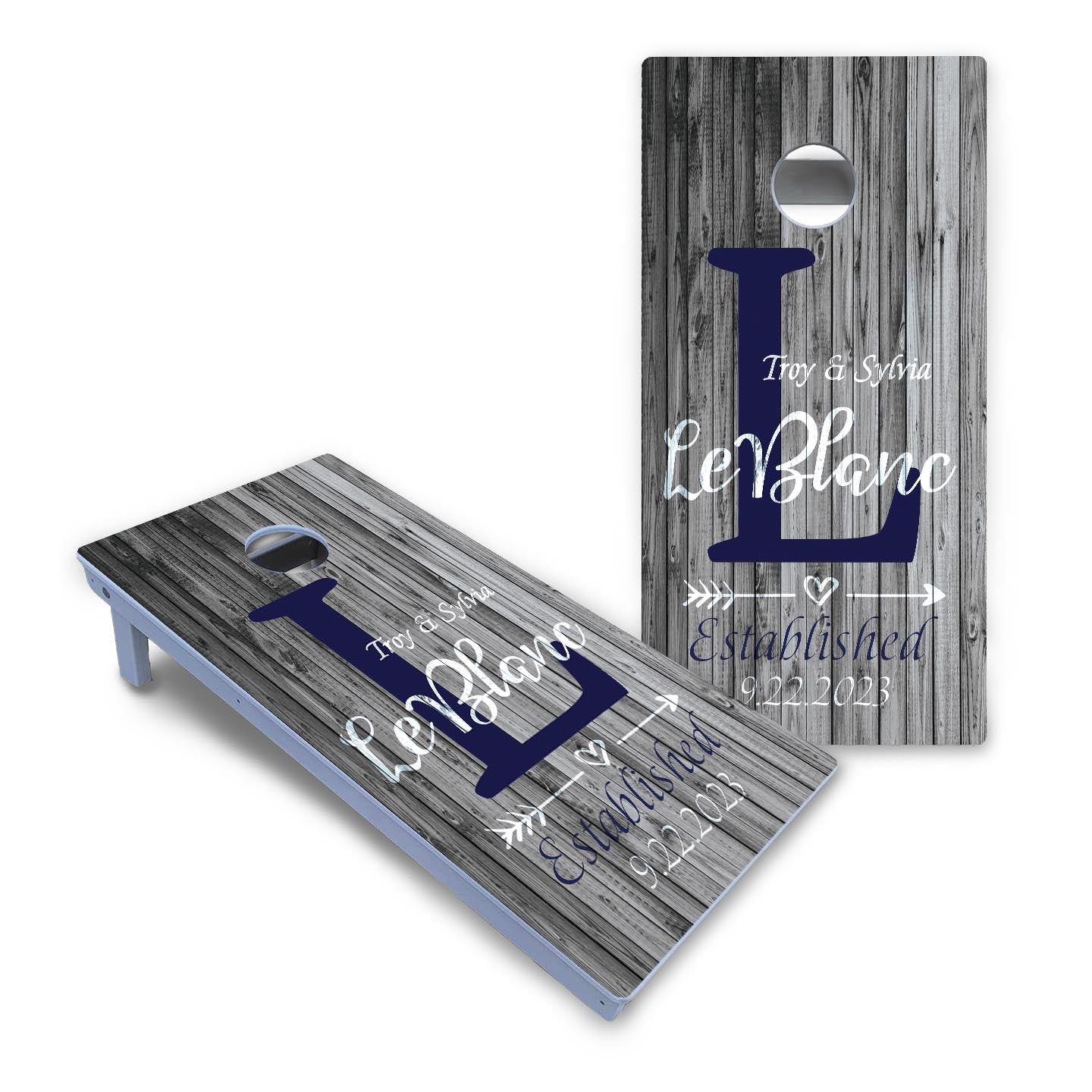 Grey Slat Wood Cornhole Boards - All Weather Series