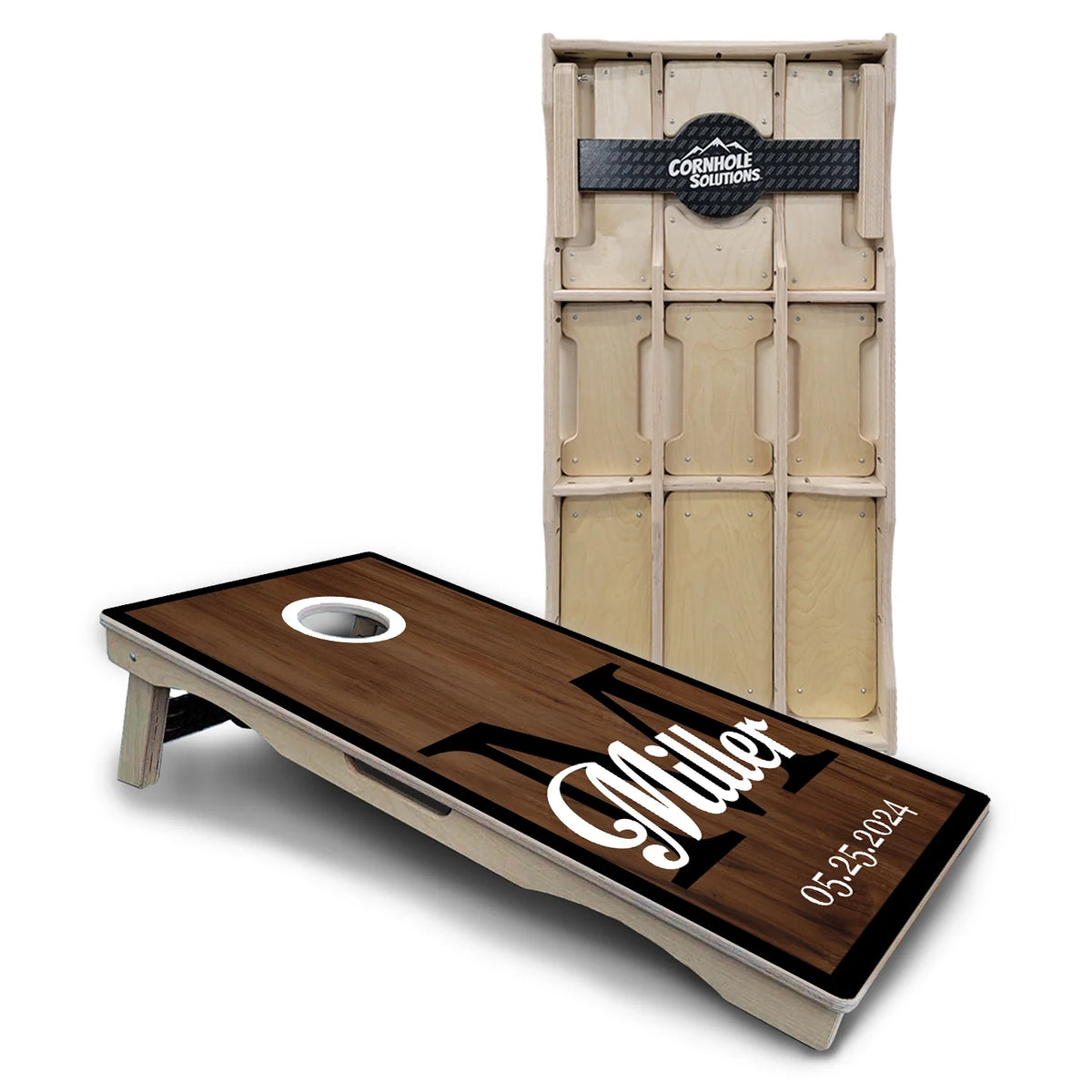 Dark Wood Wedding Monogram Cornhole Boards – Pro Lite or Pro Elite