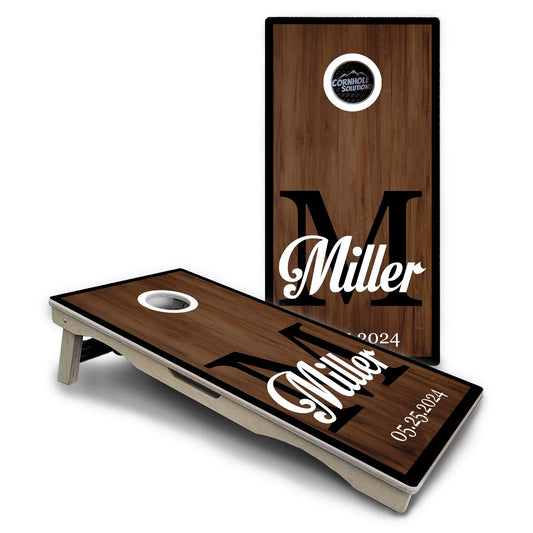 Dark Wood Wedding Monogram Cornhole Boards – Pro Lite or Pro Elite