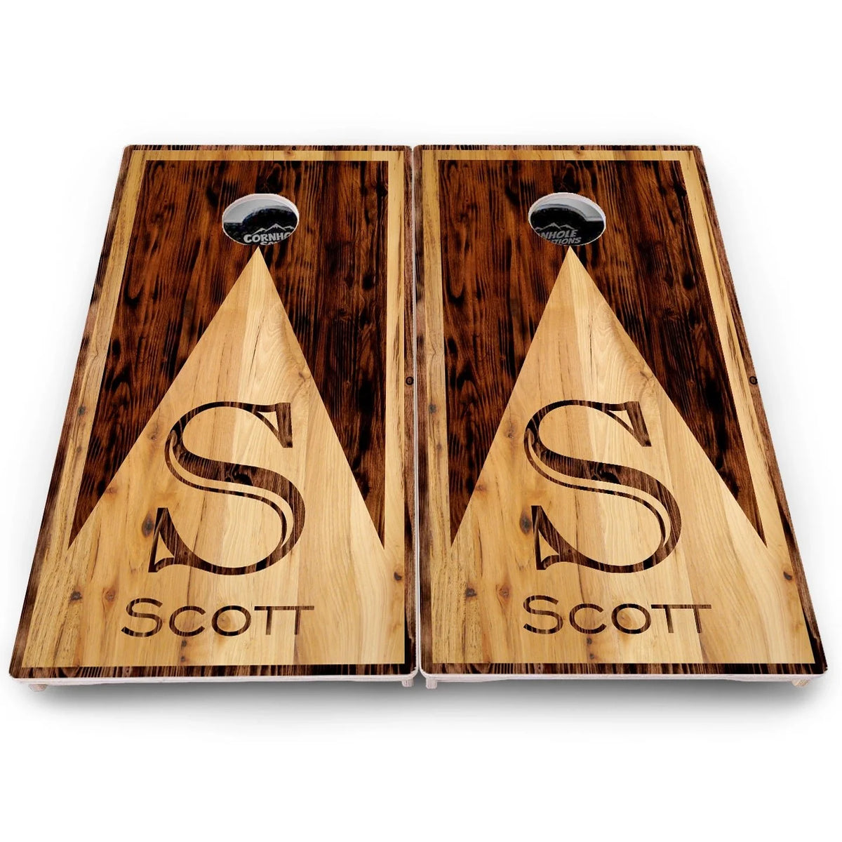 Two-Tone Woodgrain Letter - Cornhole Boards – Pro Lite or Pro Elite