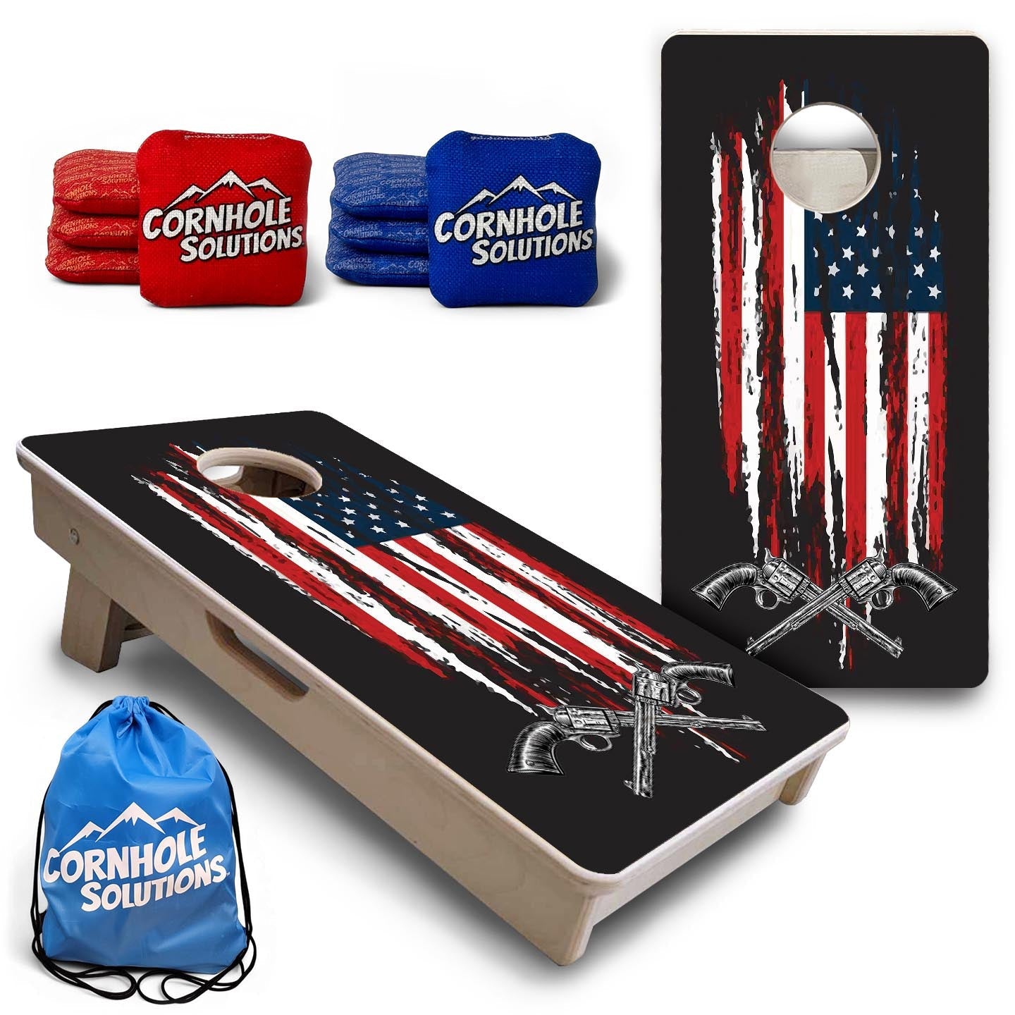 Guns & Flag - Mini or Vacation Size Cornhole Boards