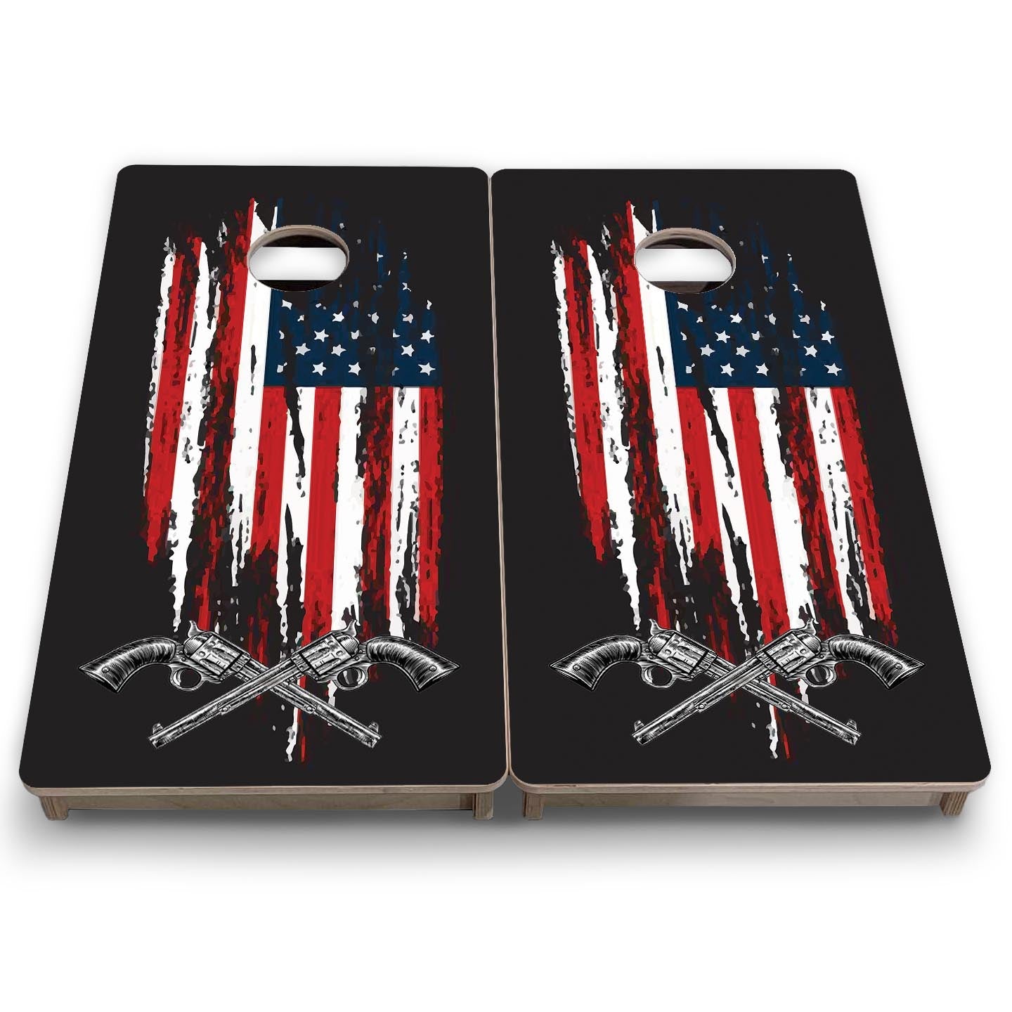 Guns & Flag - Mini or Vacation Size Cornhole Boards