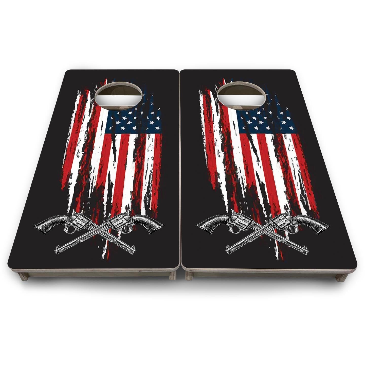 Guns & Flag - Mini or Vacation Size Cornhole Boards